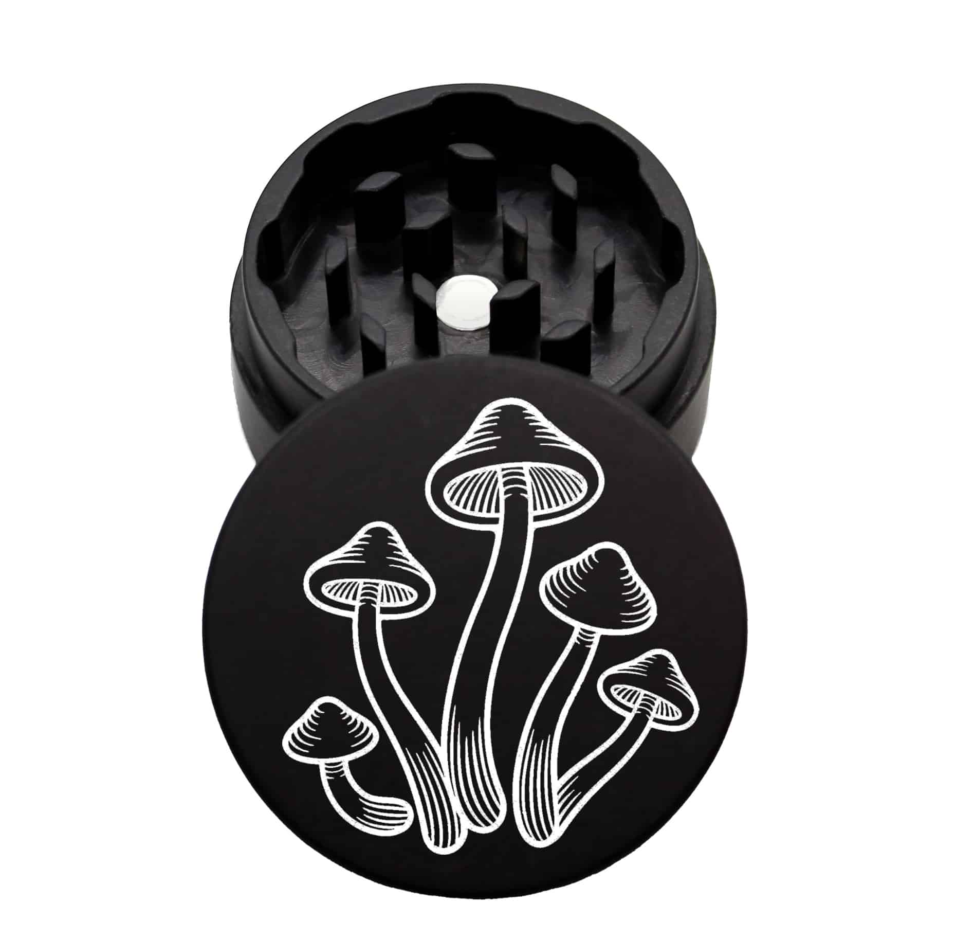 USA Made The Puck® Grinder: Mushrooms, Black, 1.750 [45mm], 2 Piece
