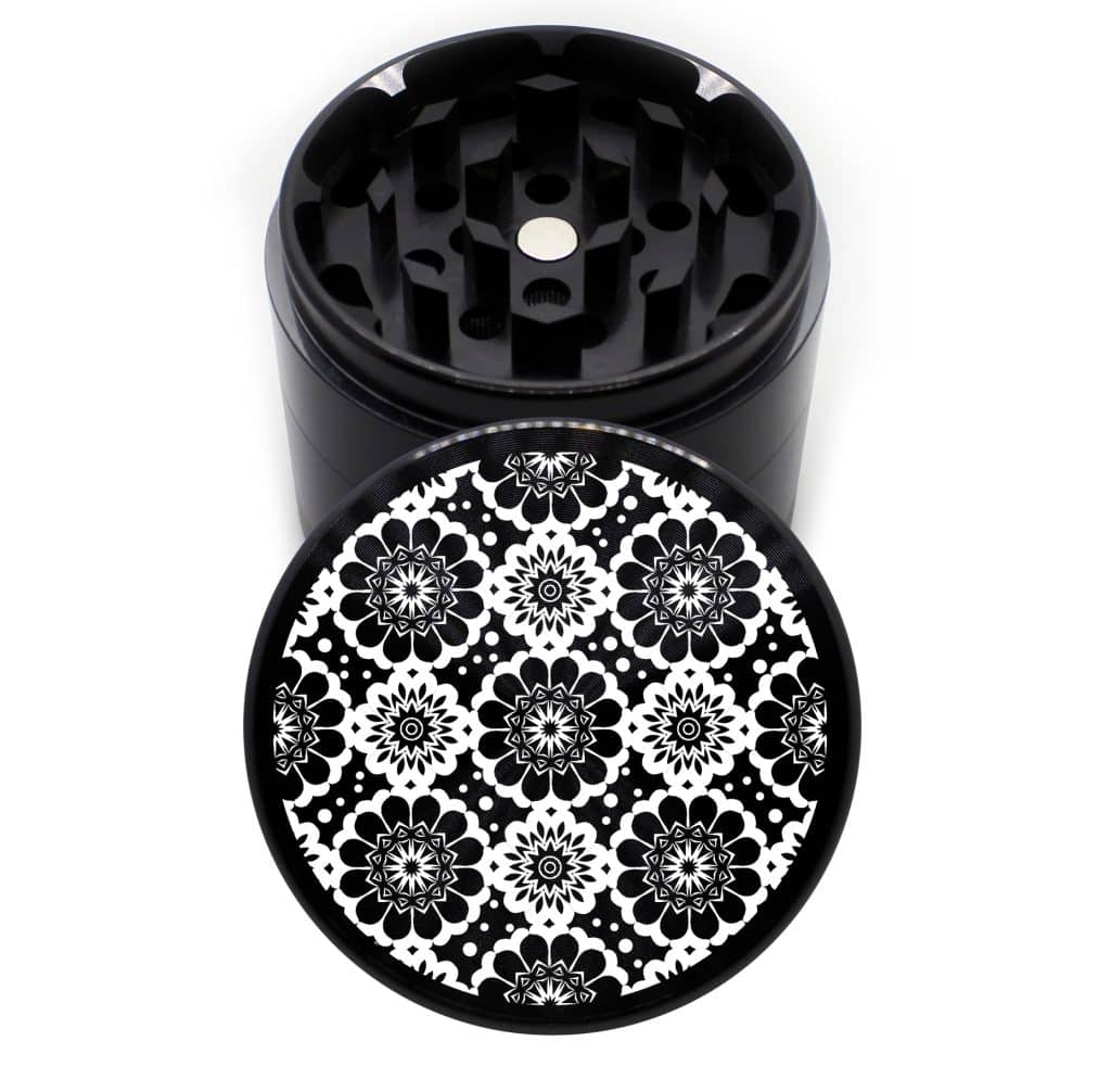Grinder Flowers, Black, Grinder3mm, 4piece Tahoe Grinder Company