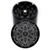 Rose Engraved 63mm 4-Piece Black Cannabis Grinder