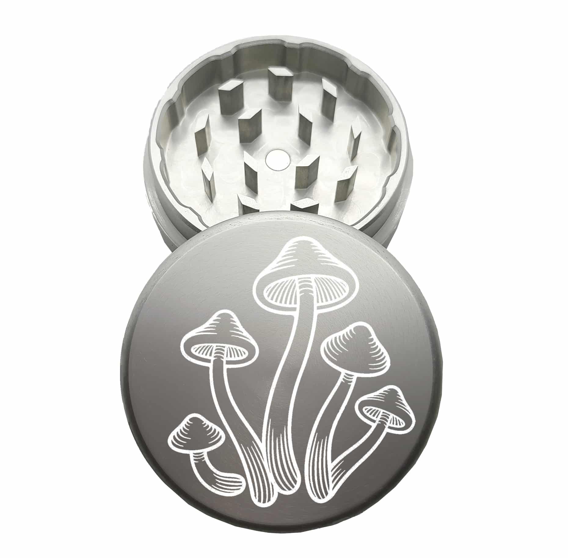 USA Made: The Puck® Mushroom Grinder, Gen II, Silver, 63mm, 2-Piece