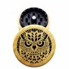 The Hybrid™ Mini Grinder: Owl, Black Polymer Insert + Wood, 2.3 Inch, 2-Piece