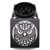 USA Made The Puck® Square Grinder: Horned Owl Mandala, 2.500 [65mm], Black, 2 Piece