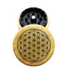 The Hybrid™ Mini Grinder: Sacred Geo, Black Polymer Insert + Wood, 2.3 Inch, 2-Piece