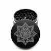 USA Made The Puck® Grinder: Star Mandala, Black, 3.500 inch [90mm], 3 Piece