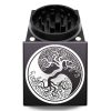 USA Made The Puck® Square Grinder: Yin Yang & Tree Of Life, Black, 2.500 [65mm], 2 Piece
