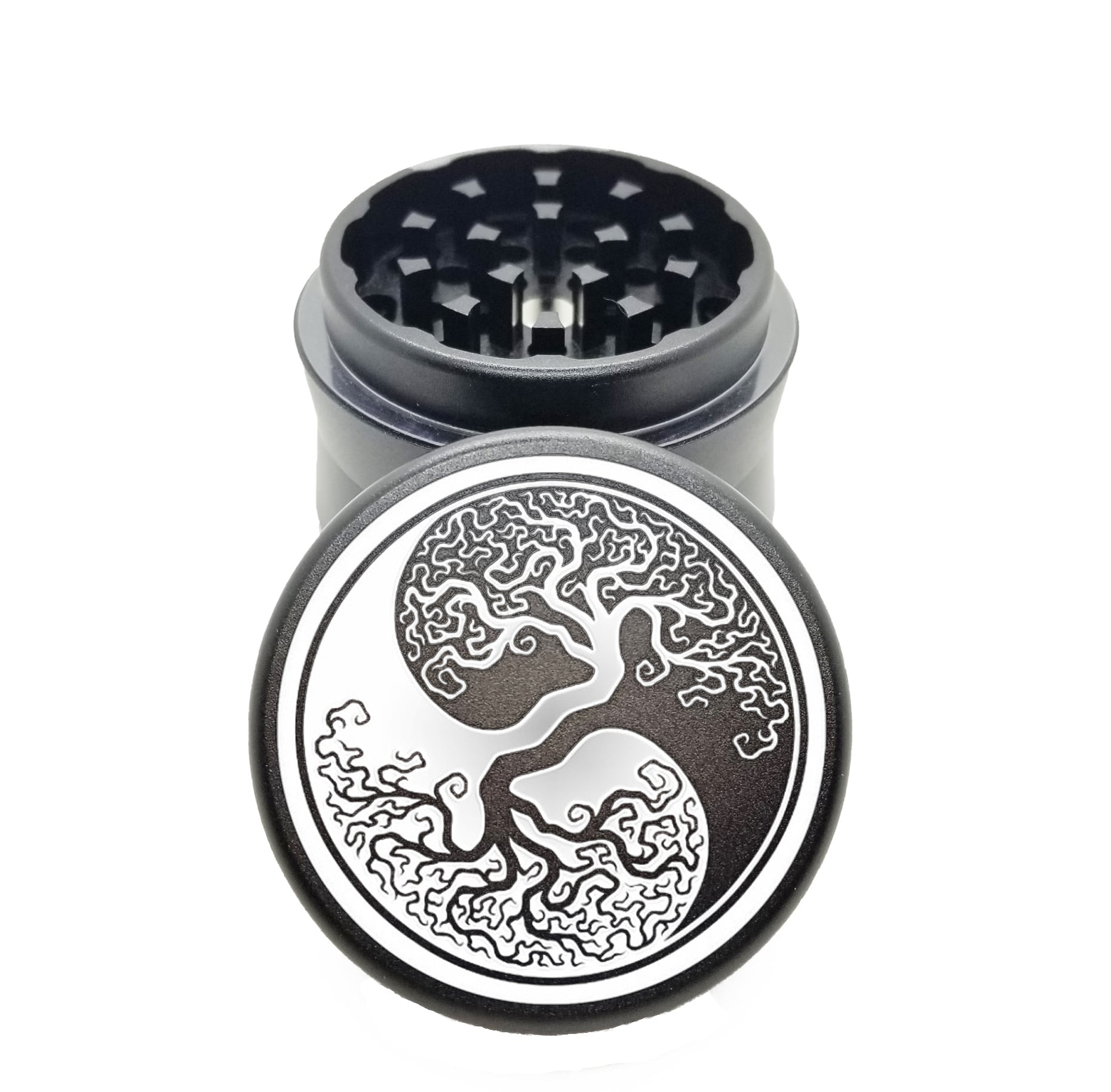 Grinder: Yin Yang & Tree Of Life, Black, 63mm, 4-piece