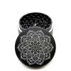 USA Made The Puck® Grinder: Zinnia Mandala, Black, 3.500 inch [90mm], 3 Piece