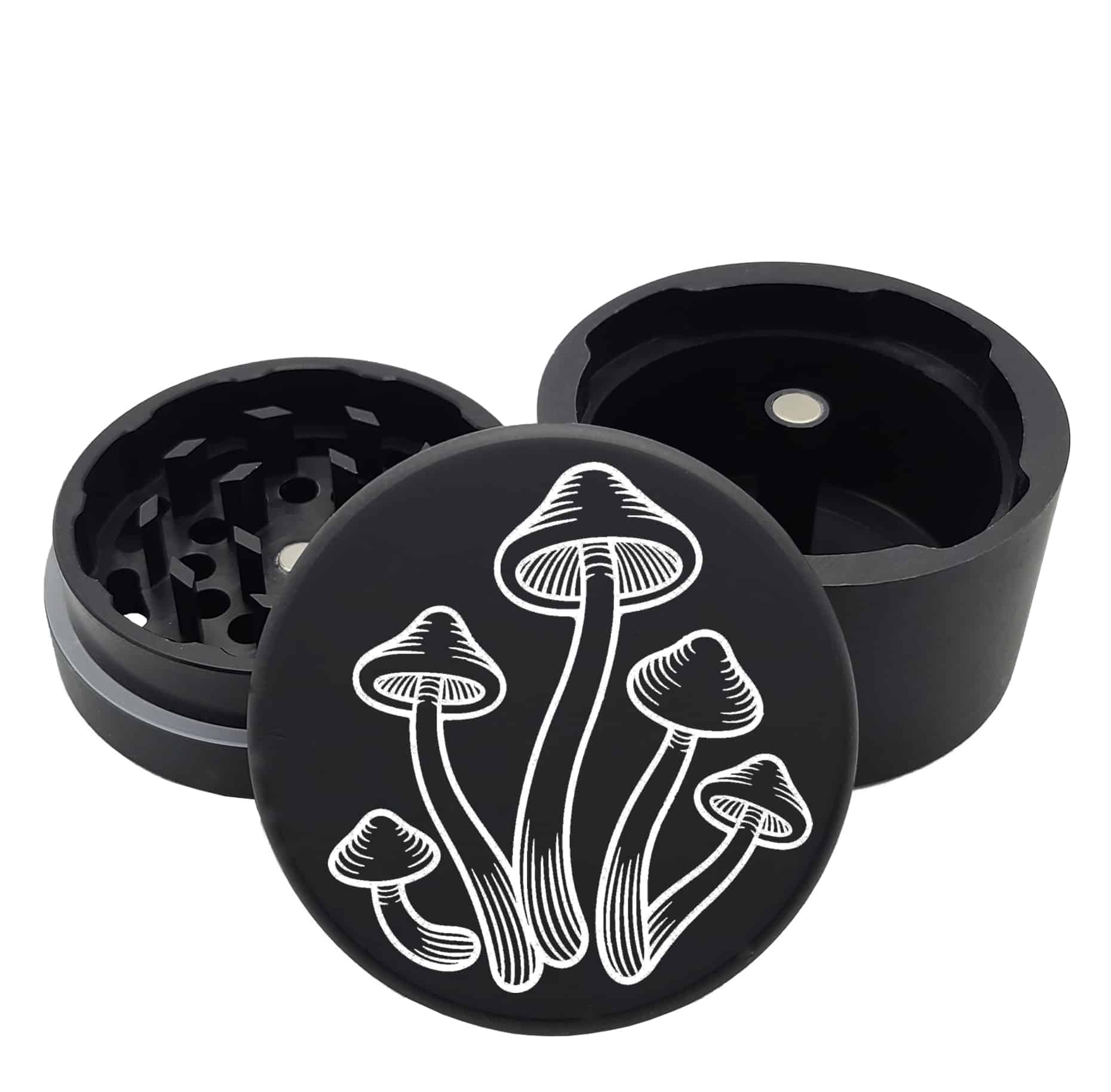 USA Made: The Puck® Mushroom Grinder, Gen II, Black, 63mm, 2-Piece