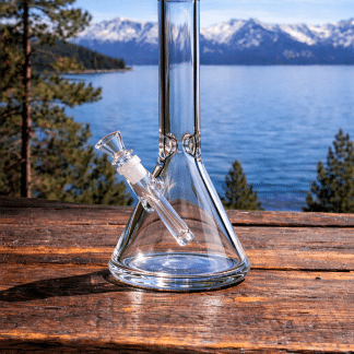Tahoe Grinder Co. Large 9mm Beaker Bong – Ultra Thick Clear Glass Water Pipe