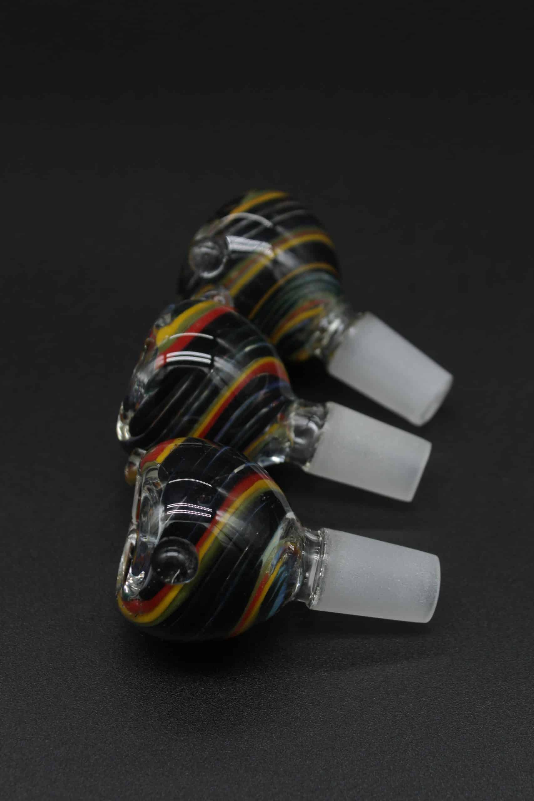 14mm Rasta Swirl Glass Bowl – Male Borosilicate Replacement Slide with Handle - Image 2