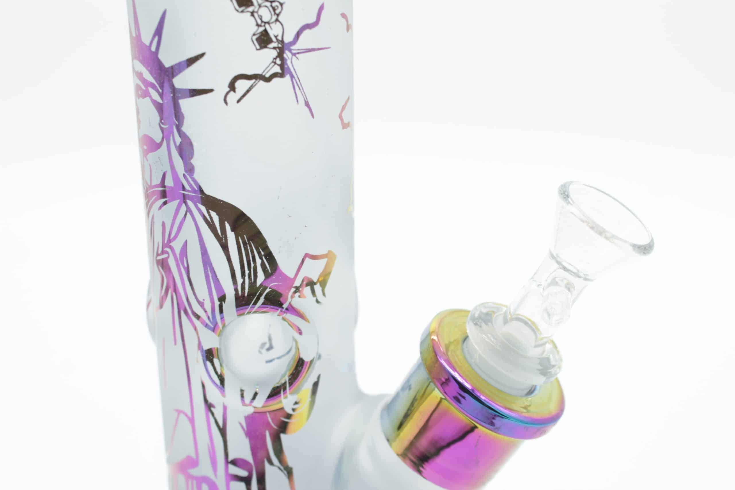 14 Inch Patriotic Glass Bong – Borosilicate Straight Tube Water Pipe with 14mm Bowl & Downstem - Image 17