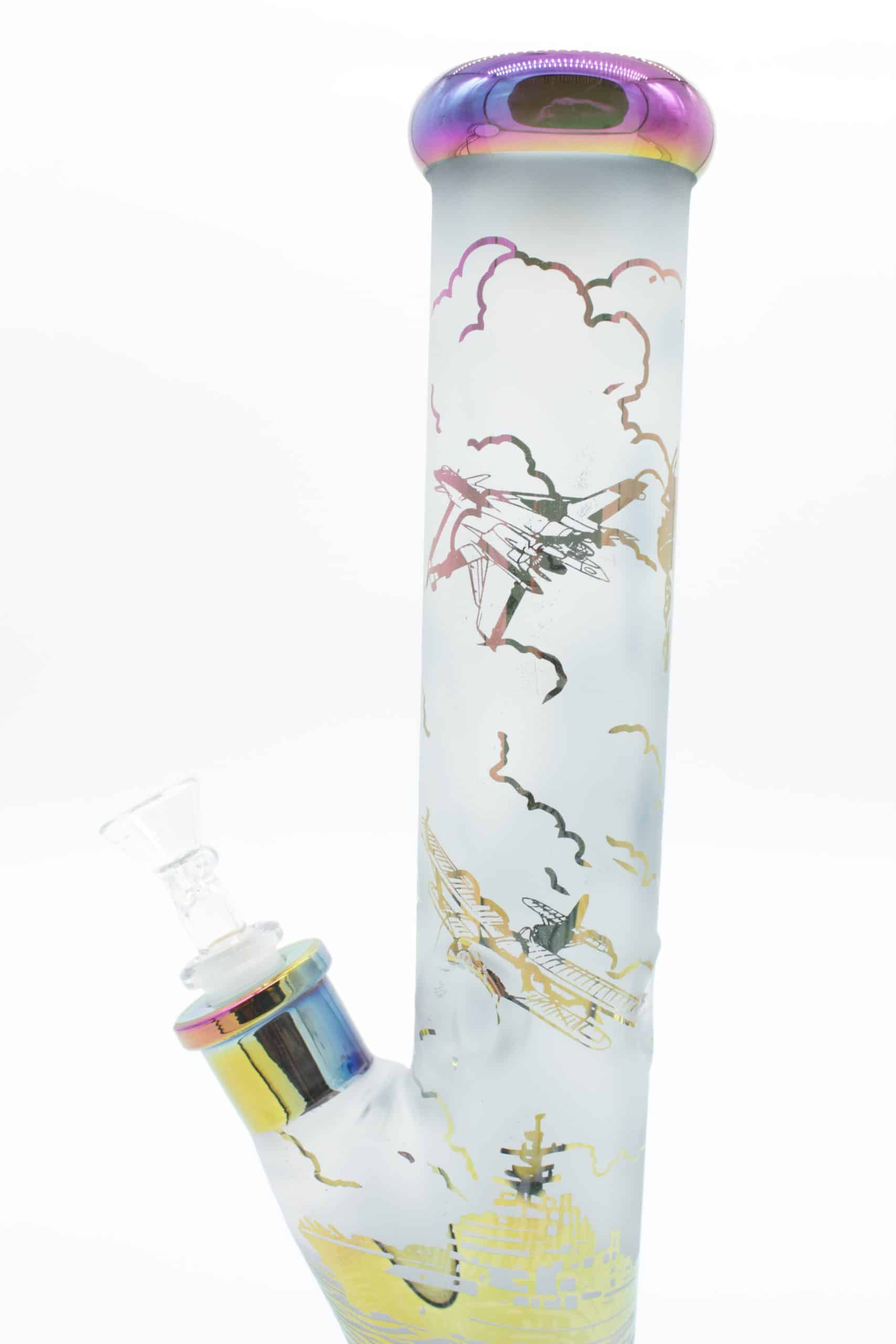 14 Inch Patriotic Glass Bong – Borosilicate Straight Tube Water Pipe with 14mm Bowl & Downstem - Image 14