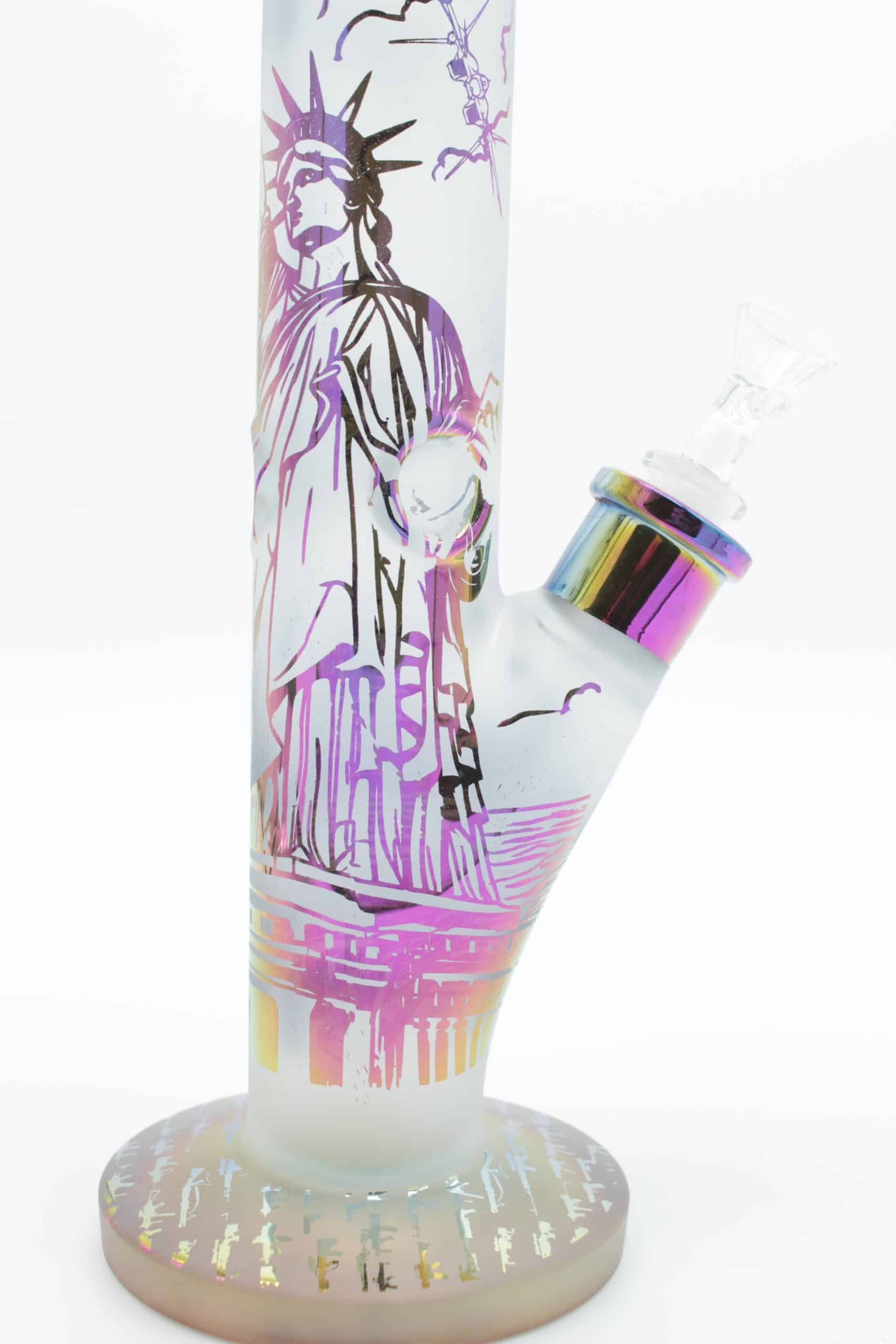 14 Inch Patriotic Glass Bong – Borosilicate Straight Tube Water Pipe with 14mm Bowl & Downstem - Image 15