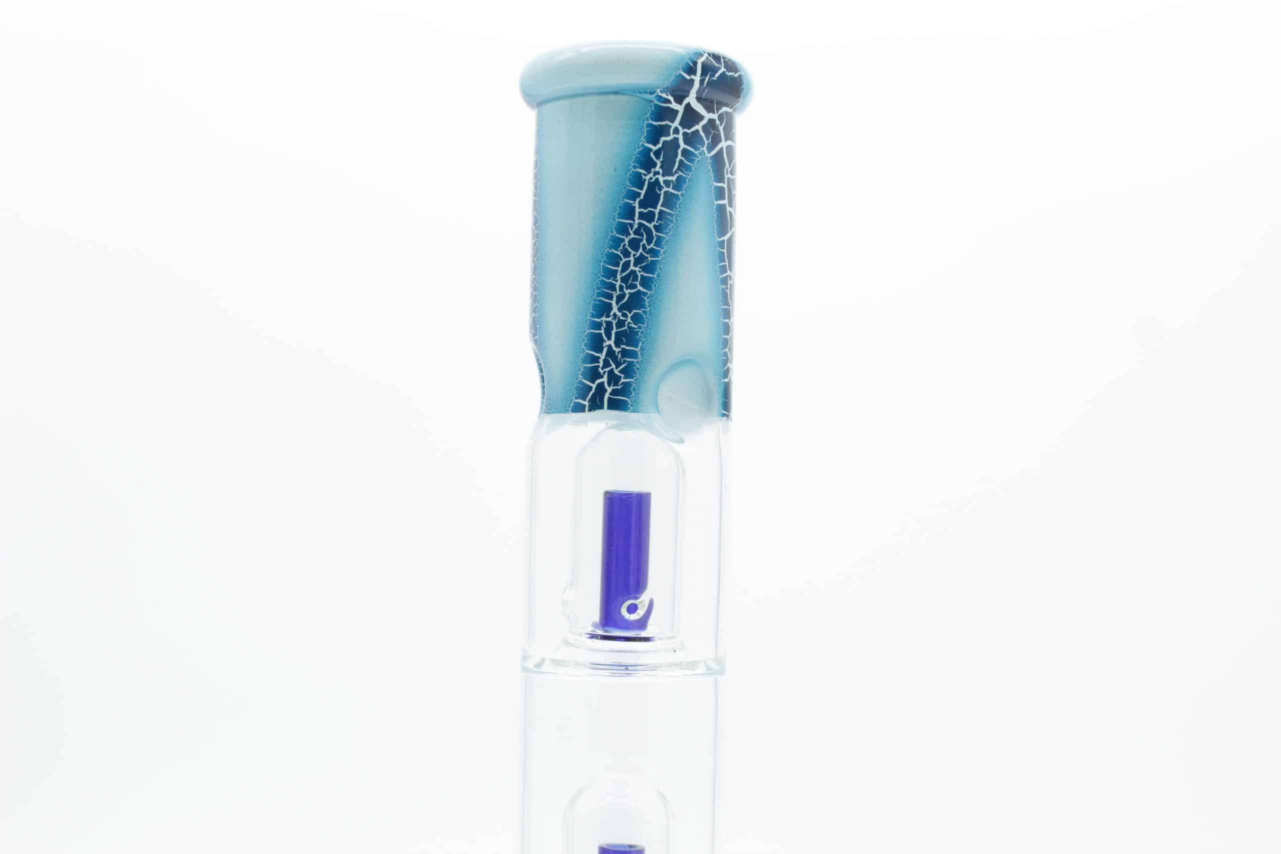 Triple Dome Percolator Beaker Bong – Crackle Glass Design with Fixed Downstem Bowl - Image 3