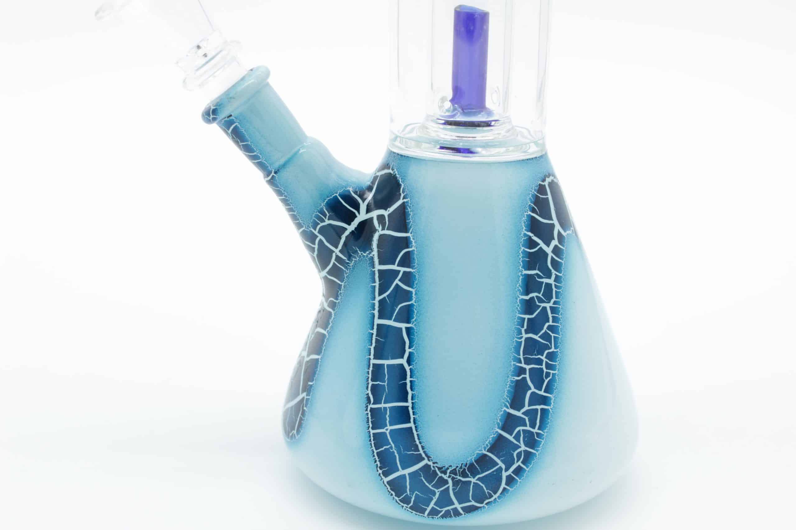 Triple Dome Percolator Beaker Bong – Crackle Glass Design with Fixed Downstem Bowl - Image 4