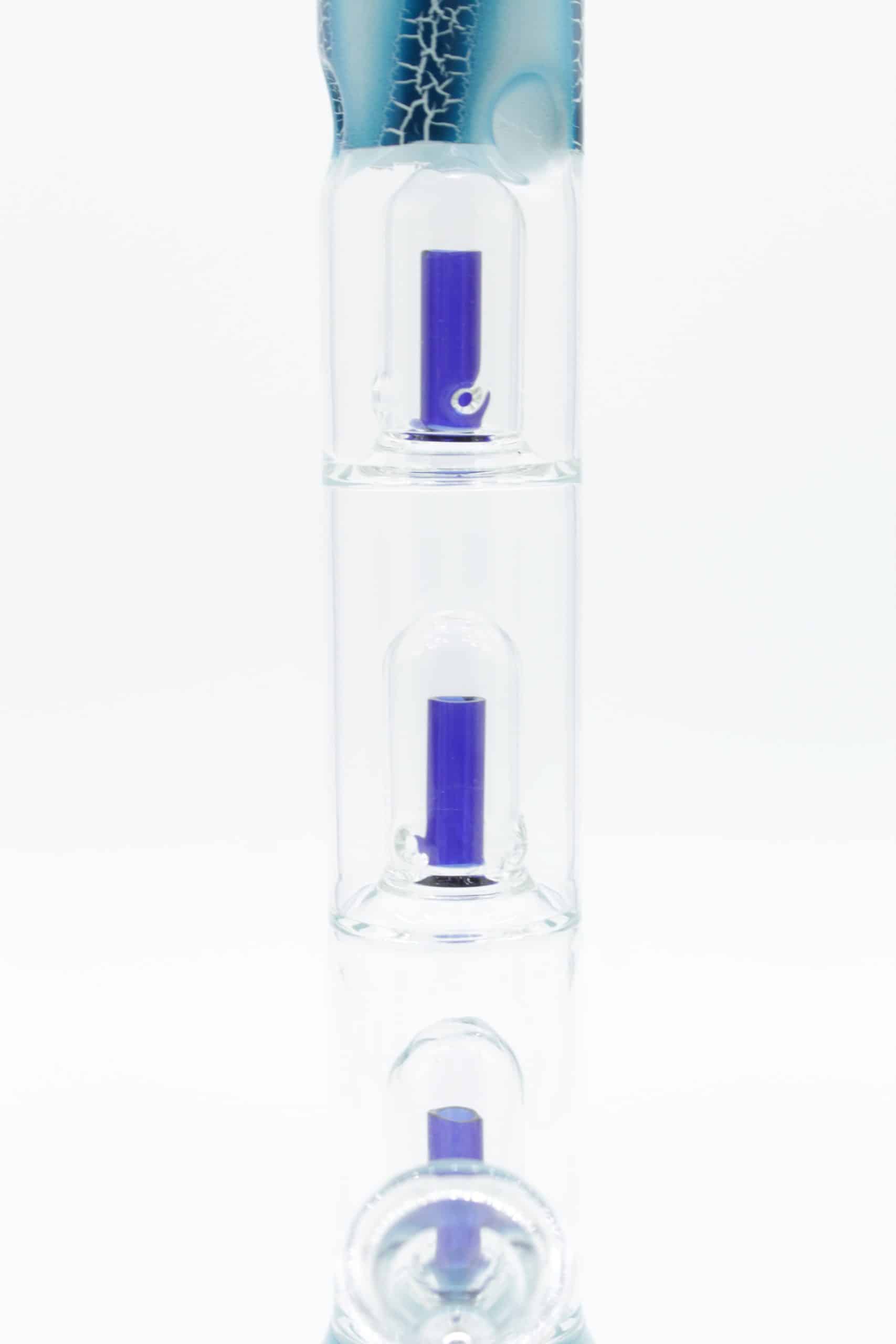 Triple Dome Percolator Beaker Bong – Crackle Glass Design with Fixed Downstem Bowl - Image 6
