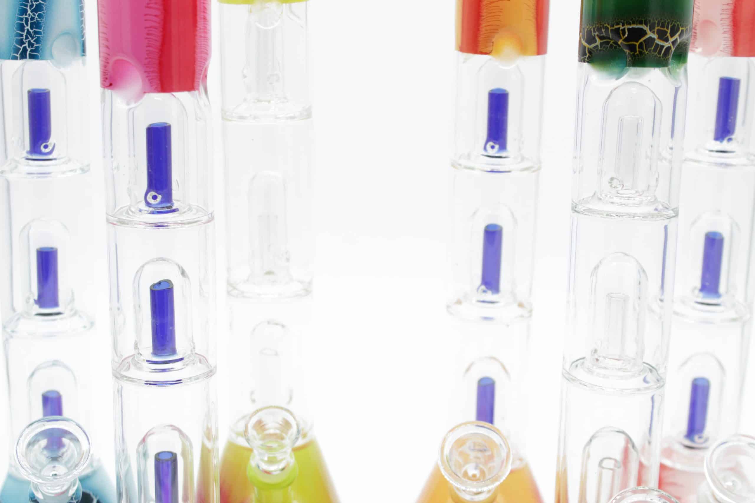 Triple Dome Percolator Beaker Bong – Crackle Glass Design with Fixed Downstem Bowl - Image 14
