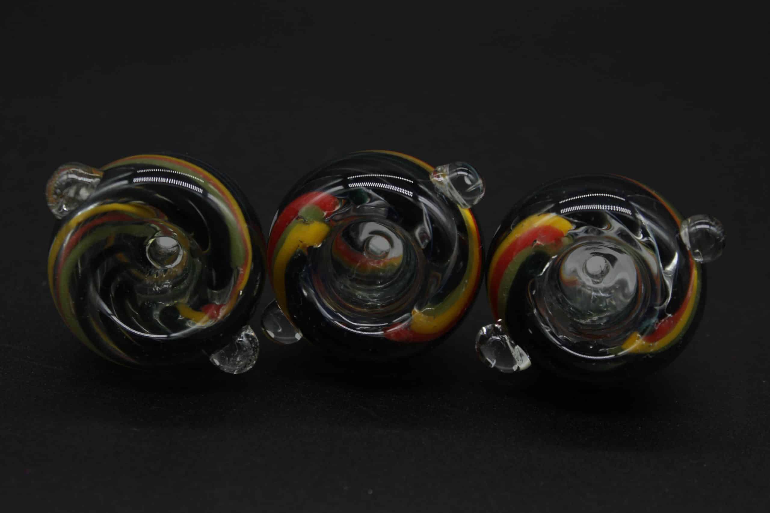 14mm Rasta Swirl Glass Bowl – Male Borosilicate Replacement Slide with Handle - Image 3