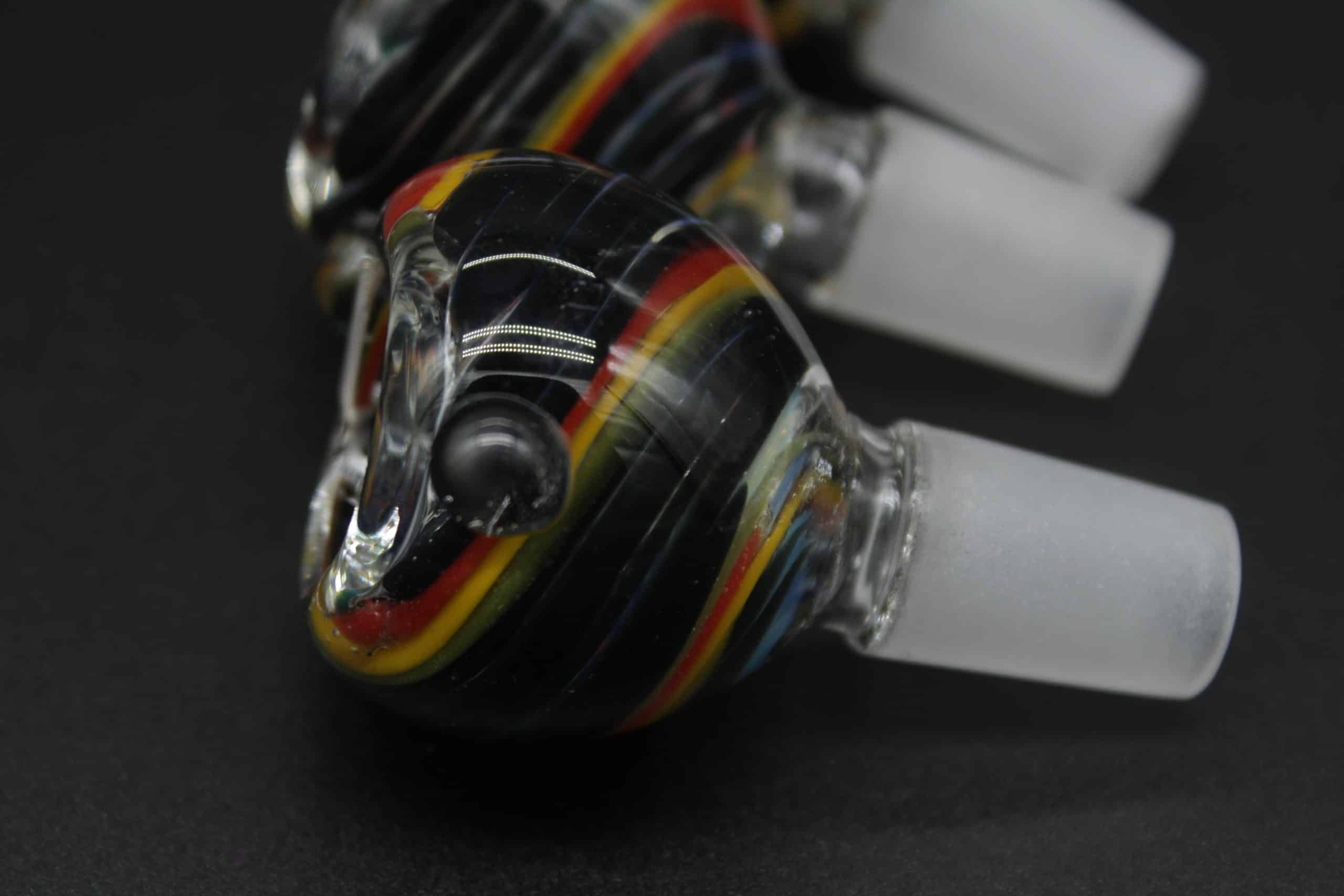 14mm Rasta Swirl Glass Bowl – Male Borosilicate Replacement Slide with Handle - Image 4