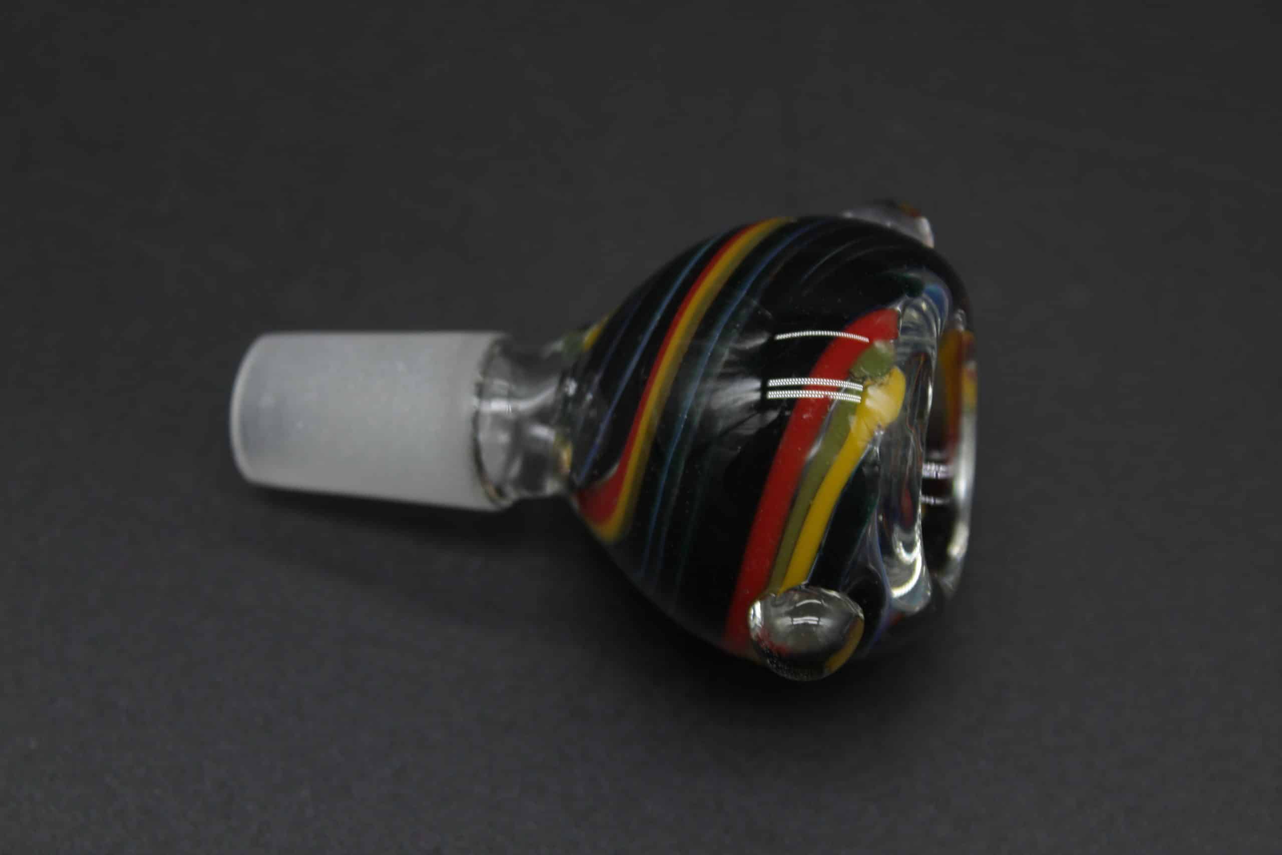 14mm Rasta Swirl Glass Bowl – Male Borosilicate Replacement Slide with Handle - Image 7