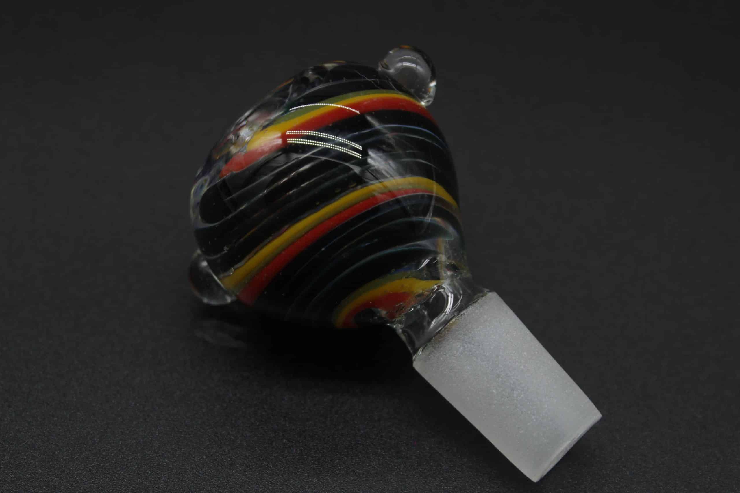 14mm Rasta Swirl Glass Bowl – Male Borosilicate Replacement Slide with Handle - Image 9