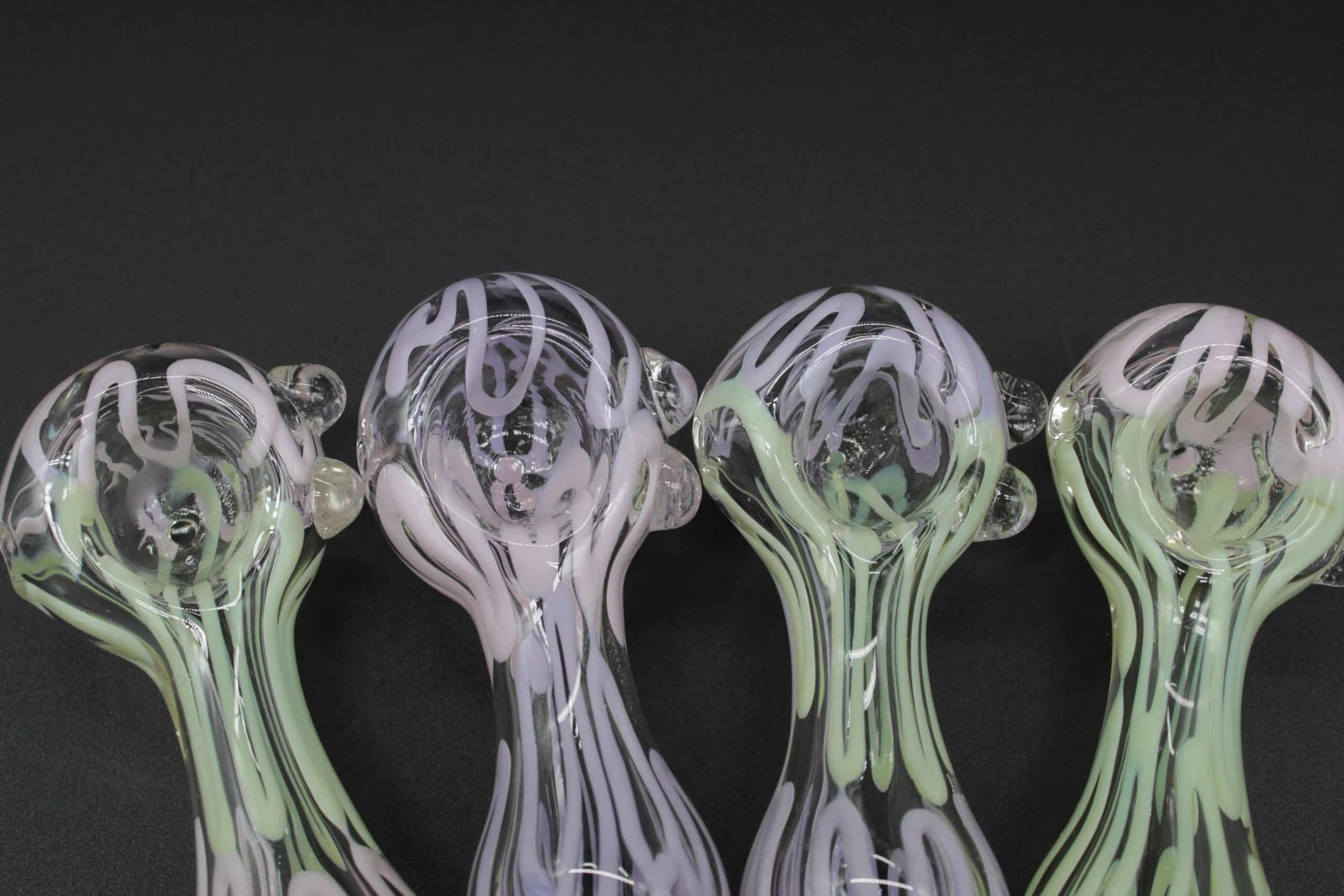 Pastel Squiggle Glass Hand Pipe – 4 Inch Borosilicate Spoon Pipe - Image 3