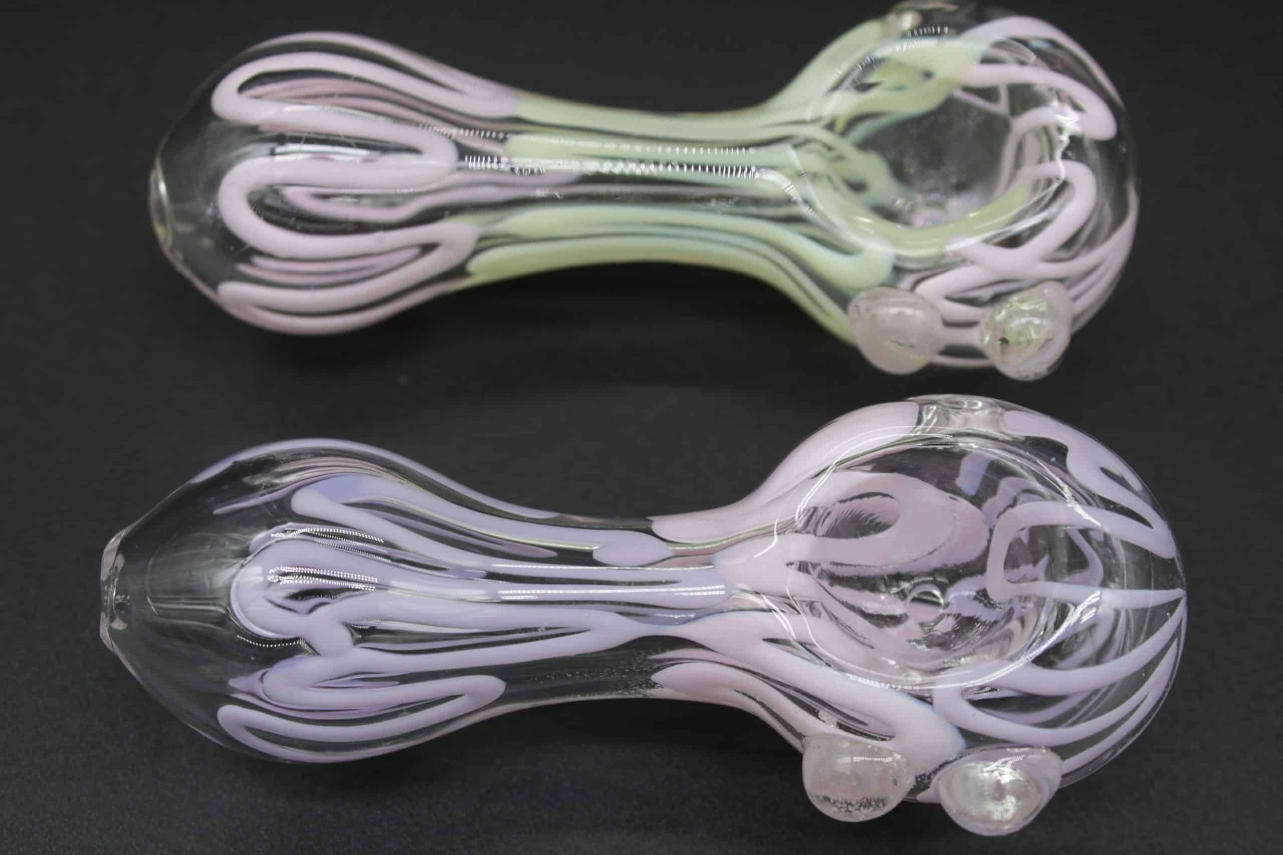 Pastel Squiggle Glass Hand Pipe – 4 Inch Borosilicate Spoon Pipe - Image 6
