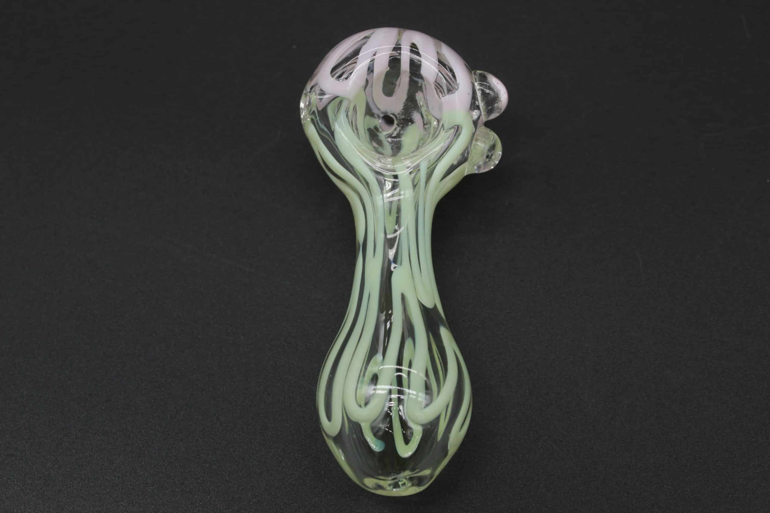 Pastel Squiggle Glass Hand Pipe – 4 Inch Borosilicate Spoon Pipe - Image 9