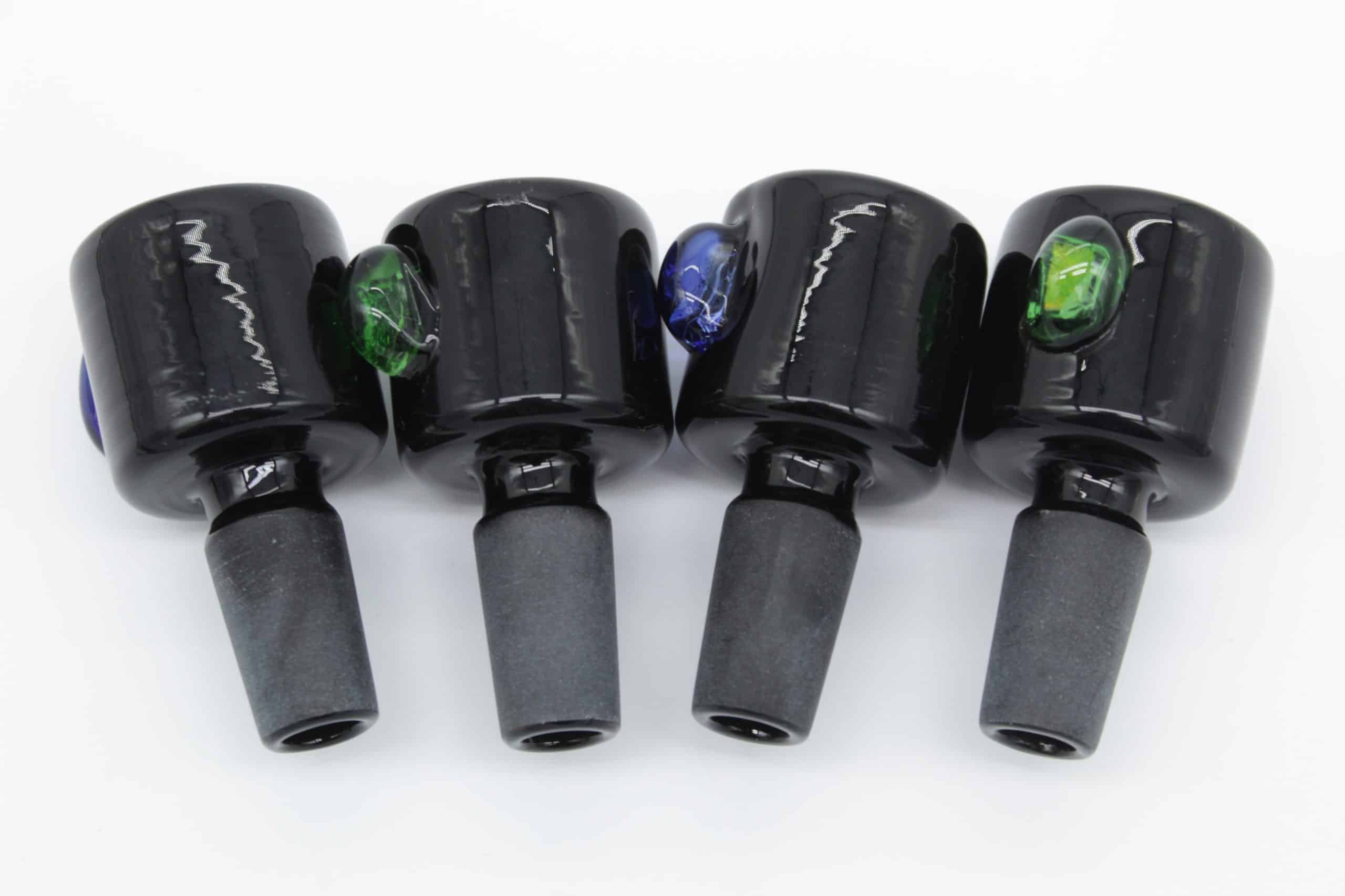 14mm Black Glass Bowl with Color Dot Handle – Male Replacement Slide Piece - Image 3