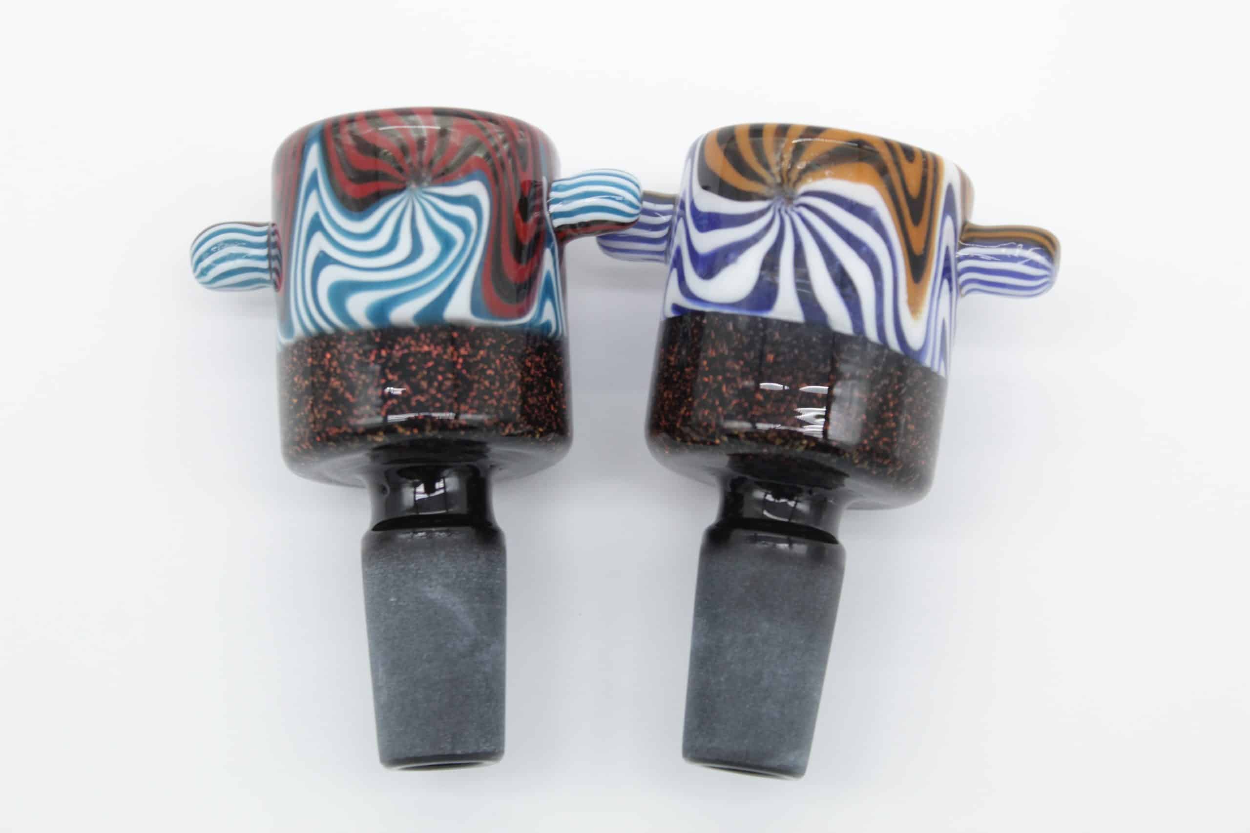 14mm Triple Tone Swirl Glass Bowl with Dual Handles – Male Replacement Slide - Image 2
