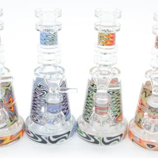 7 Inch Colorful Static Glass Water Pipe – Small Borosilicate Bong with Cone Bowl
