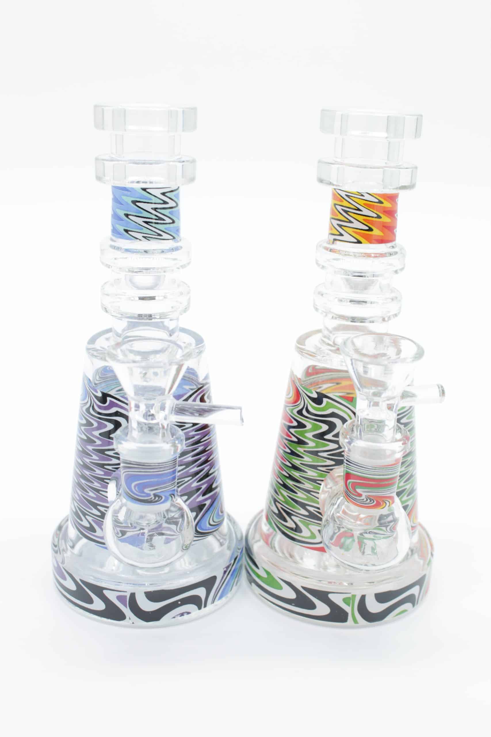 7 Inch Colorful Static Dab Rig – Small Borosilicate Glass Rig with Quartz Banger - Image 5