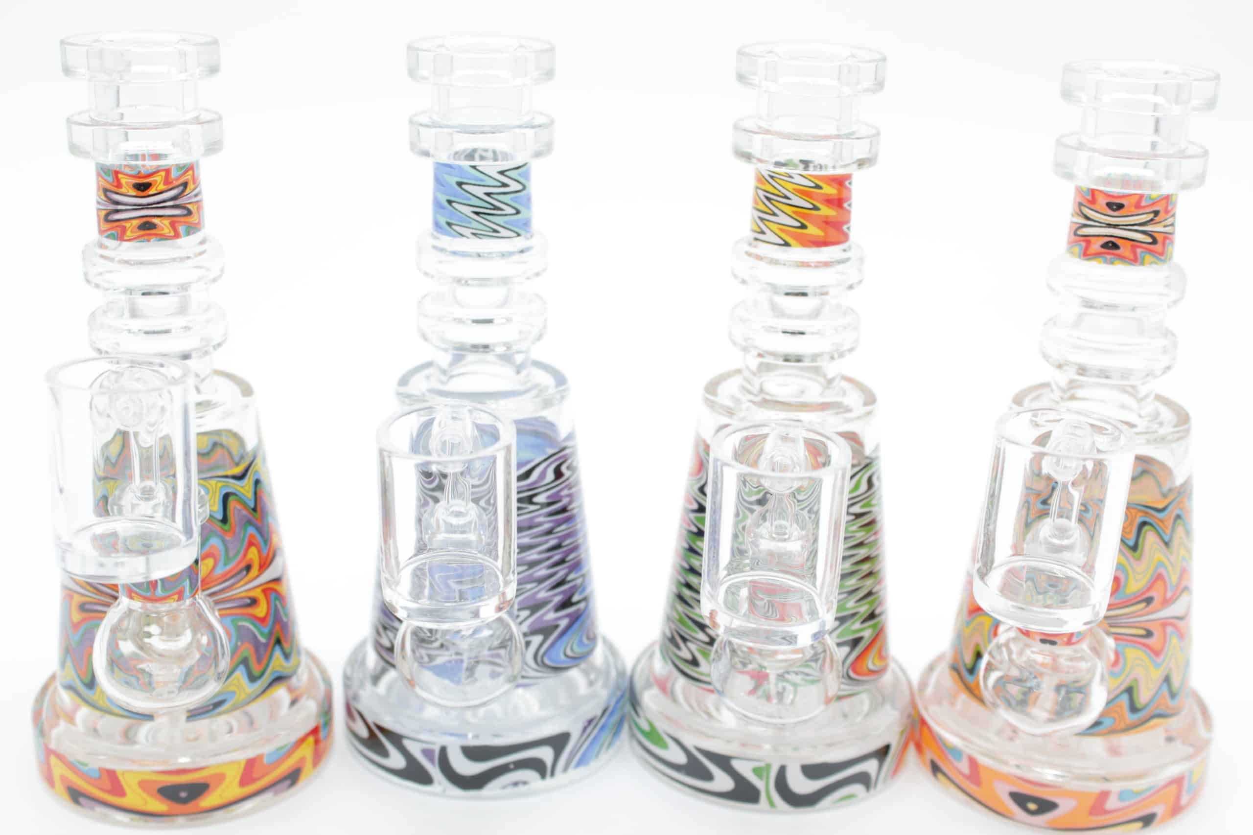 7 Inch Colorful Static Dab Rig – Small Borosilicate Glass Rig with Quartz Banger - Image 2