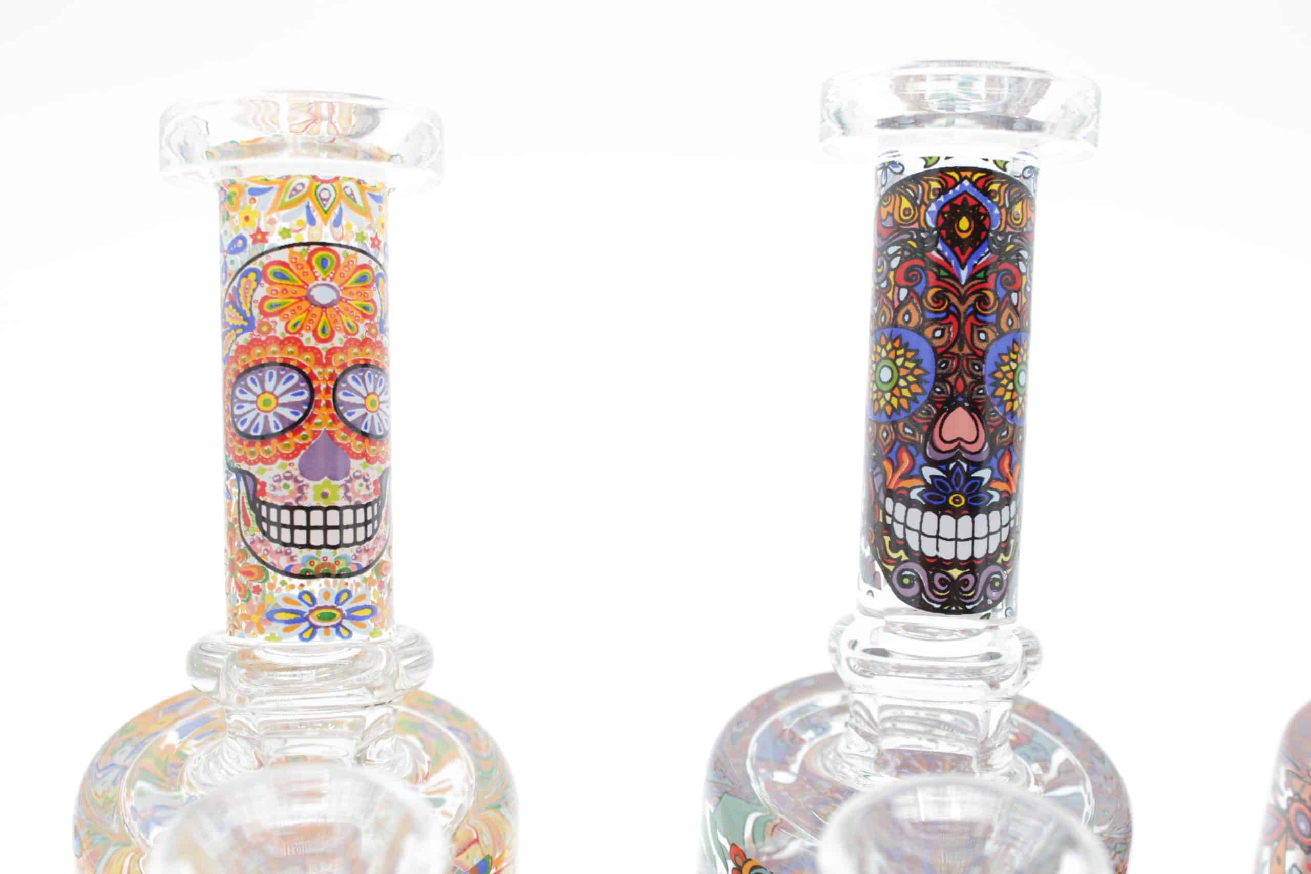 Mosaic Skull Small Water Pipe – 7 Inch Borosilicate Glass Bong with Cone Bowl - Image 5