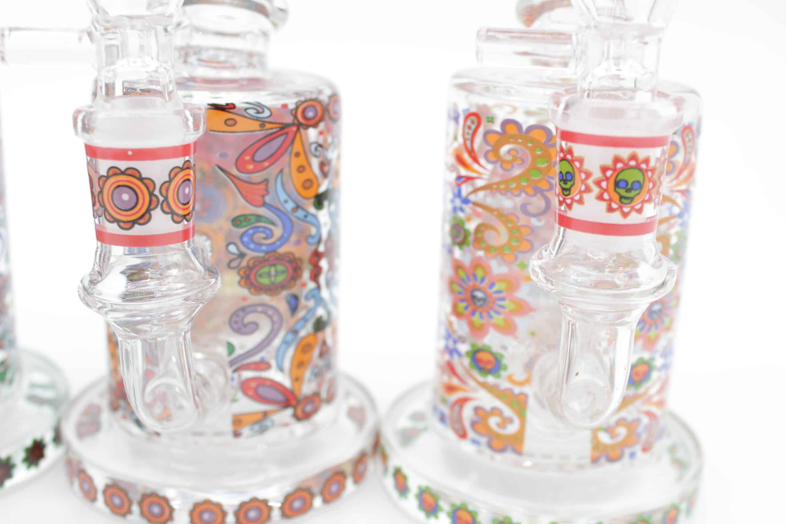 Mosaic Skull Small Water Pipe – 7 Inch Borosilicate Glass Bong with Cone Bowl - Image 6
