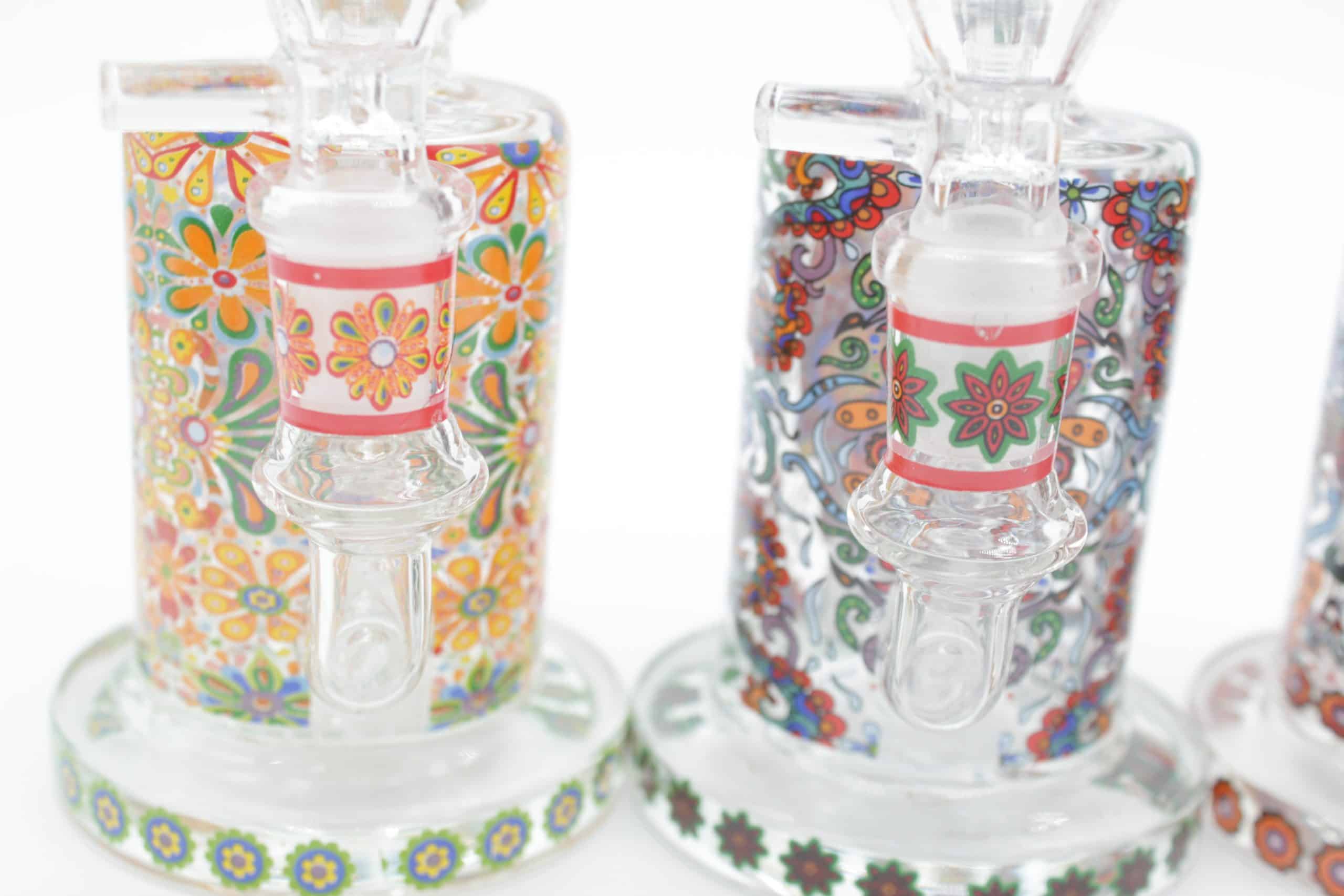 Mosaic Skull Small Water Pipe – 7 Inch Borosilicate Glass Bong with Cone Bowl - Image 7