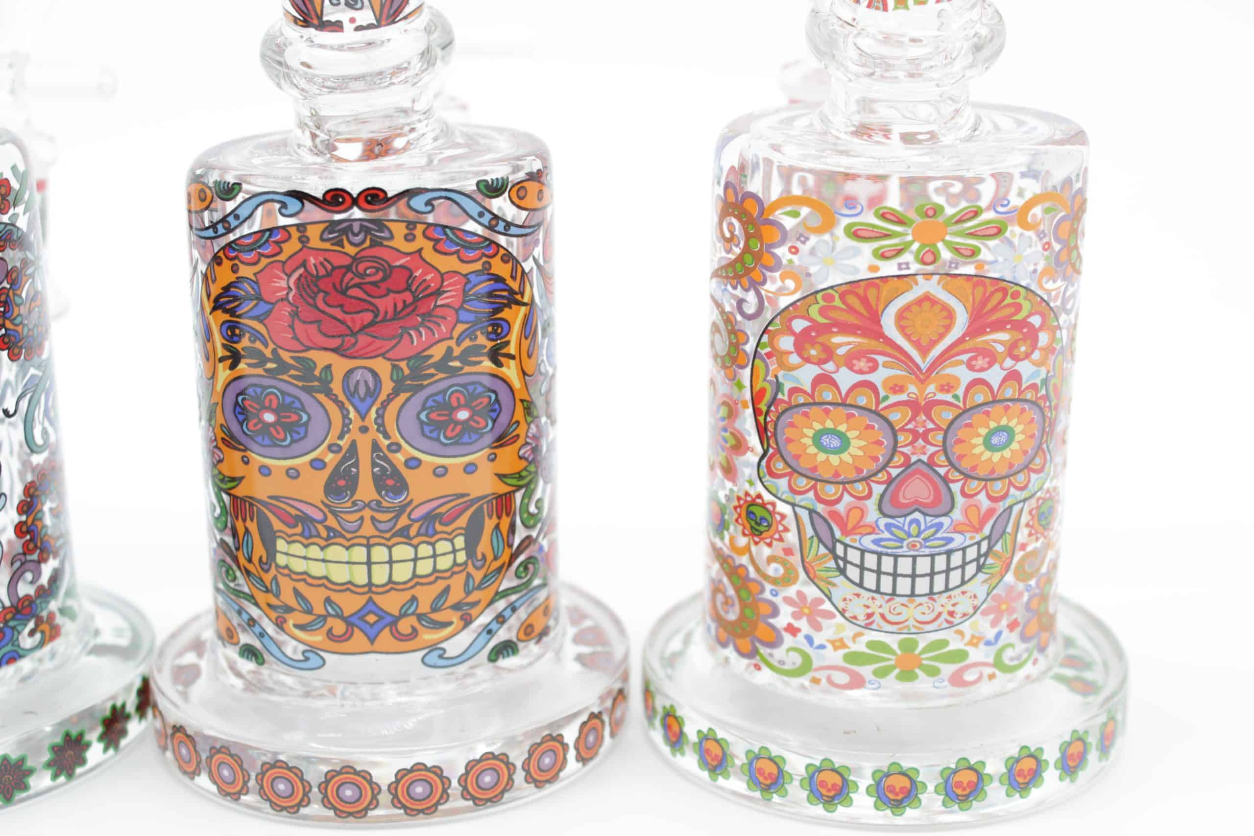 Mosaic Skull Small Water Pipe – 7 Inch Borosilicate Glass Bong with Cone Bowl - Image 9