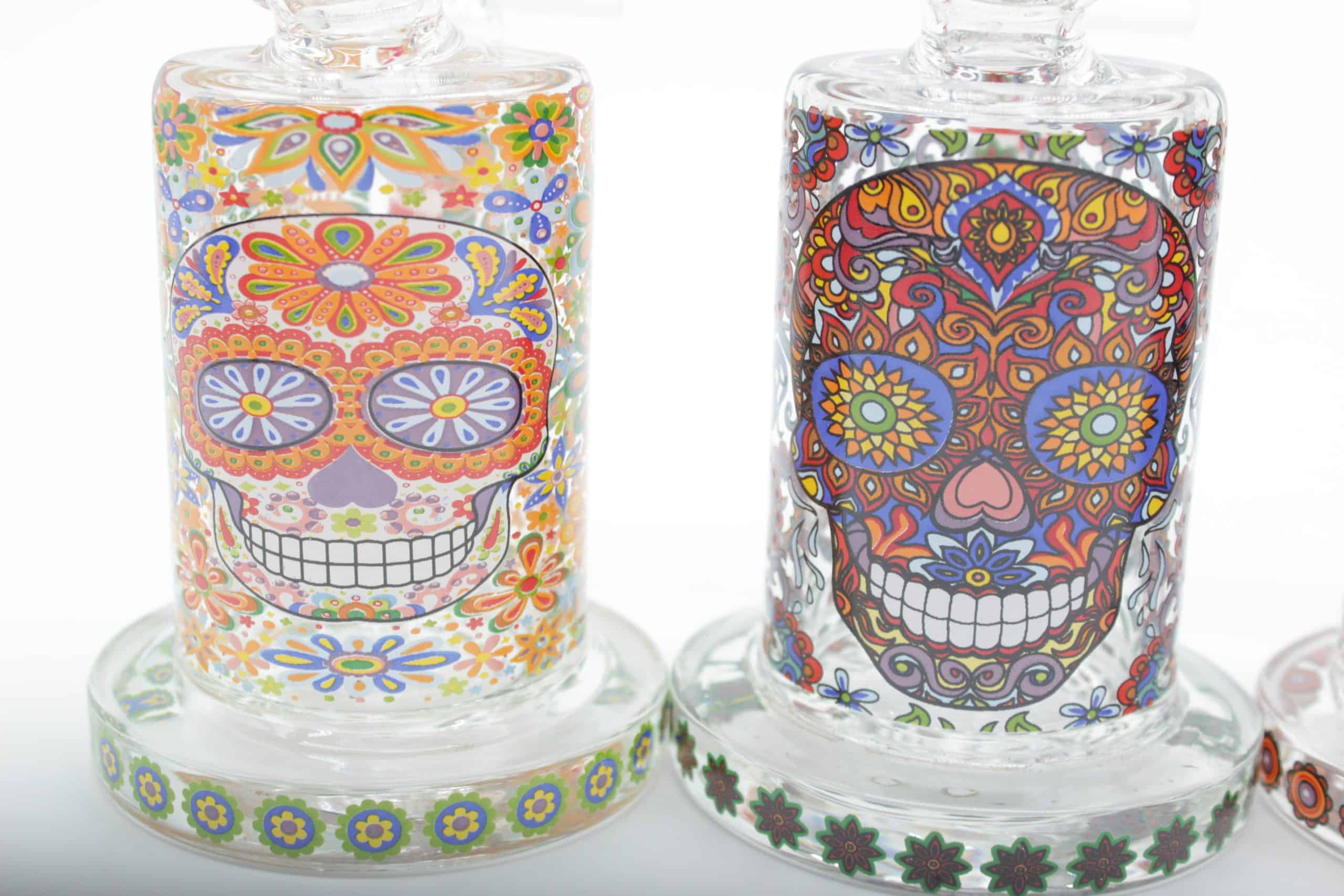 Mosaic Skull Small Water Pipe – 7 Inch Borosilicate Glass Bong with Cone Bowl - Image 10