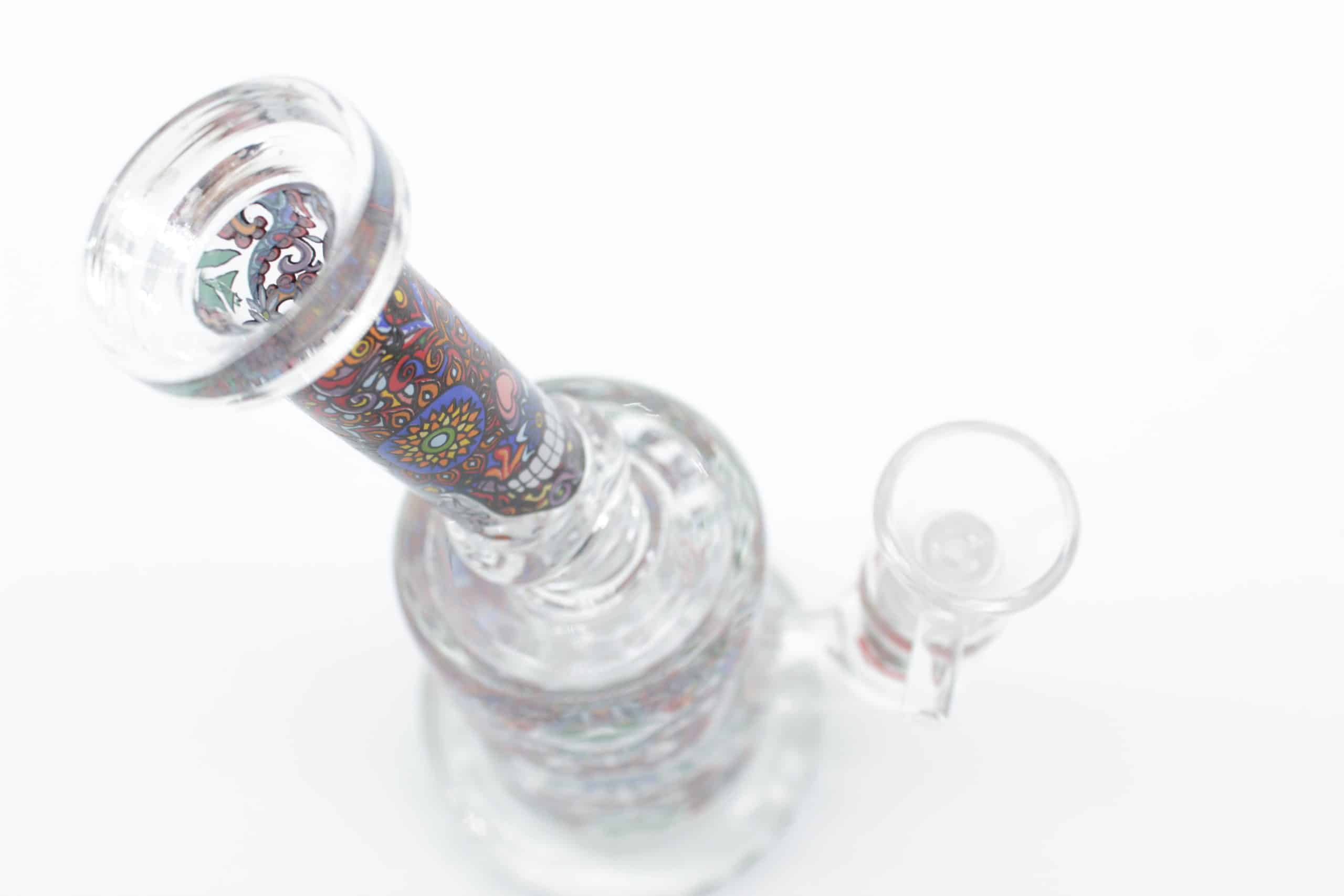 Mosaic Skull Small Water Pipe – 7 Inch Borosilicate Glass Bong with Cone Bowl - Image 16