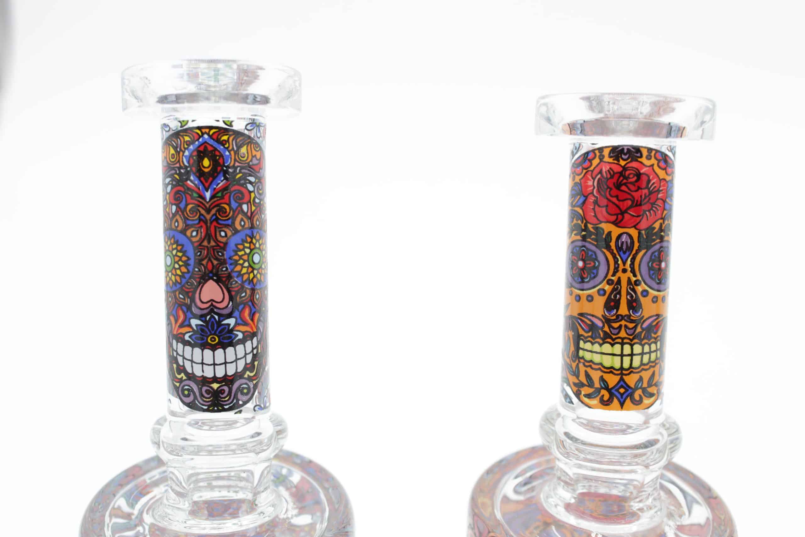 Mosaic Skull Small Dab Rig – 7 Inch Borosilicate Glass Rig with Quartz Banger - Image 3