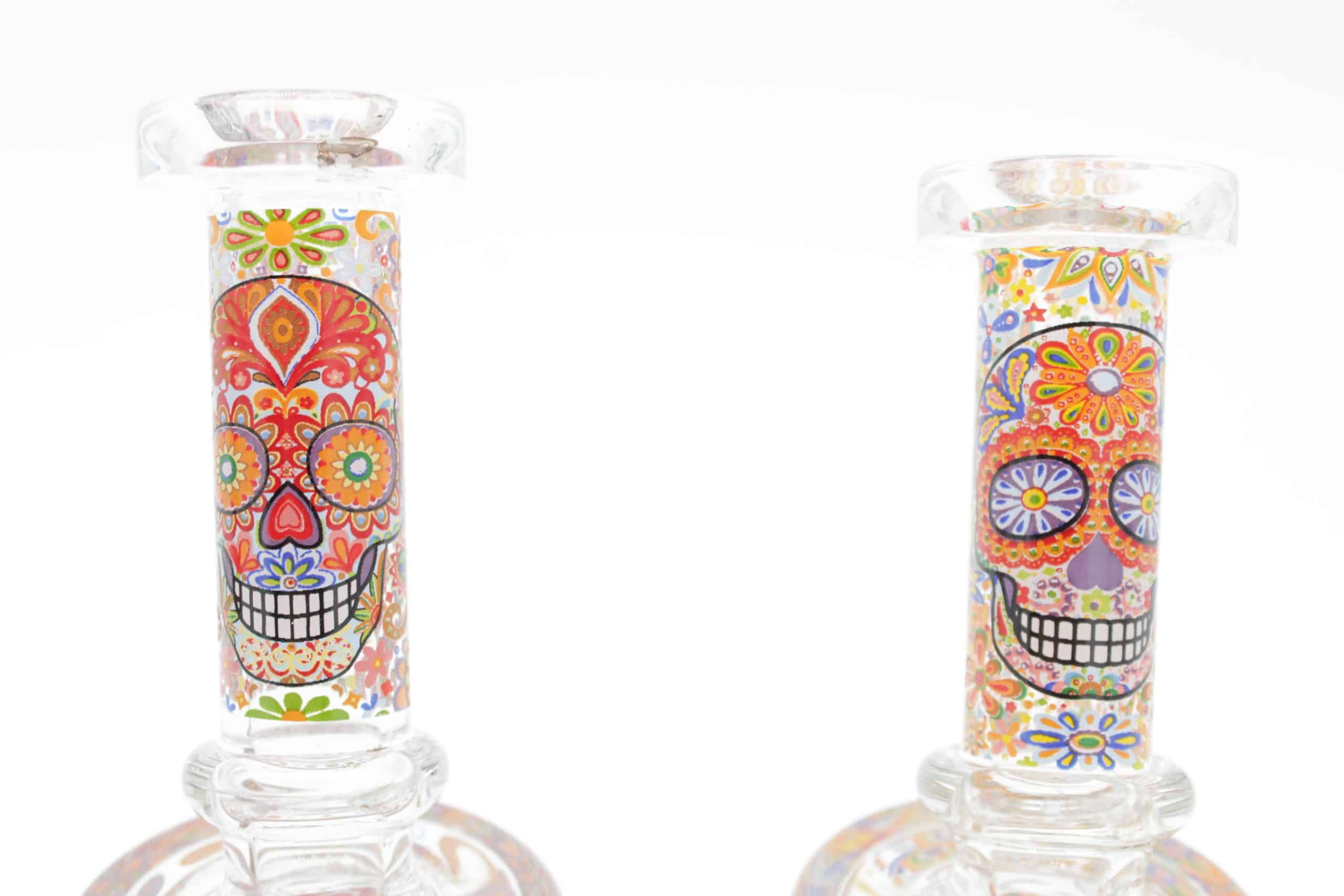 Mosaic Skull Small Dab Rig – 7 Inch Borosilicate Glass Rig with Quartz Banger - Image 4