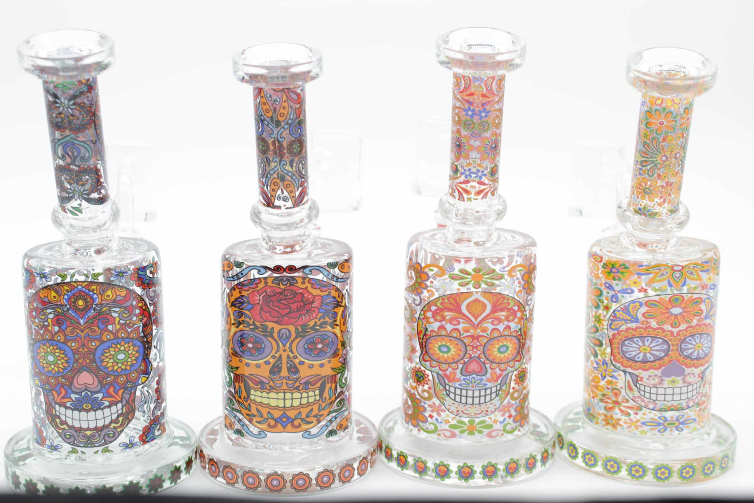 Mosaic Skull Small Dab Rig – 7 Inch Borosilicate Glass Rig with Quartz Banger - Image 6