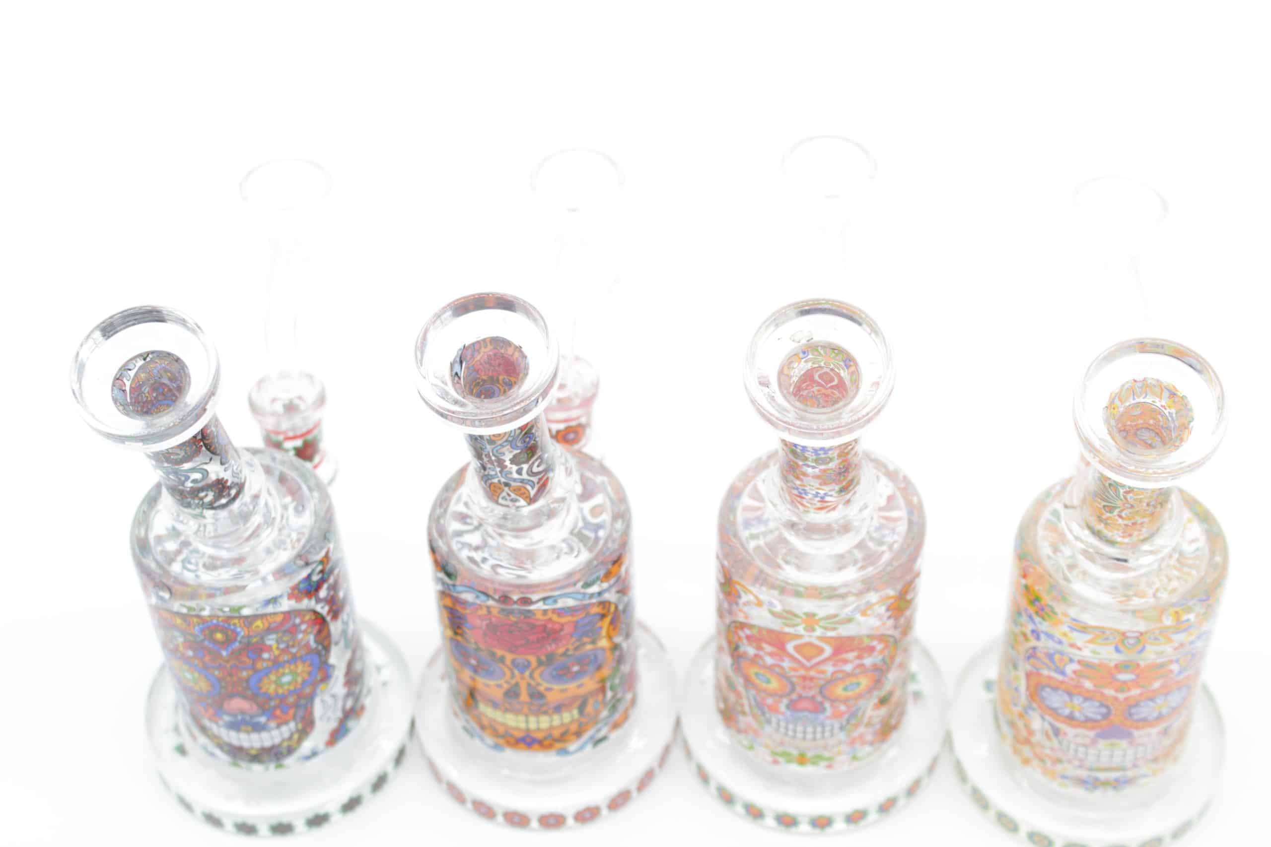 Mosaic Skull Small Dab Rig – 7 Inch Borosilicate Glass Rig with Quartz Banger - Image 7