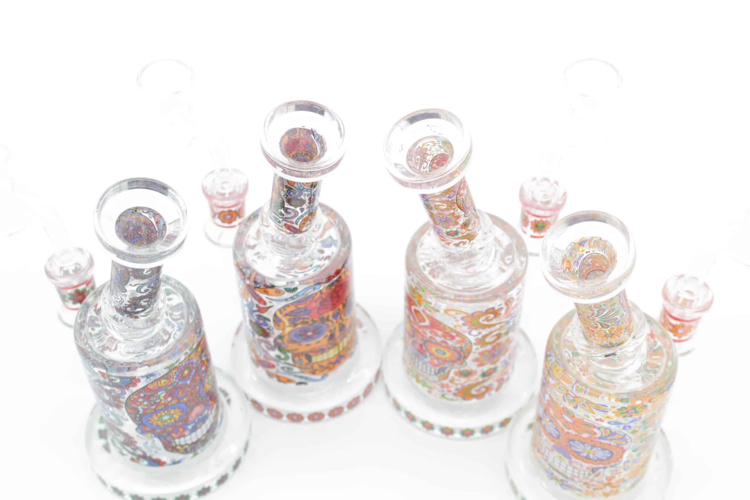Mosaic Skull Small Dab Rig – 7 Inch Borosilicate Glass Rig with Quartz Banger - Image 8