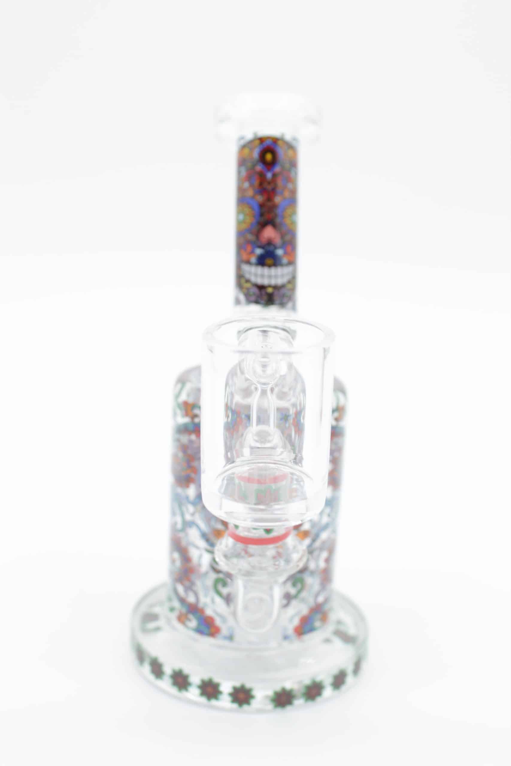 Mosaic Skull Small Dab Rig – 7 Inch Borosilicate Glass Rig with Quartz Banger - Image 12