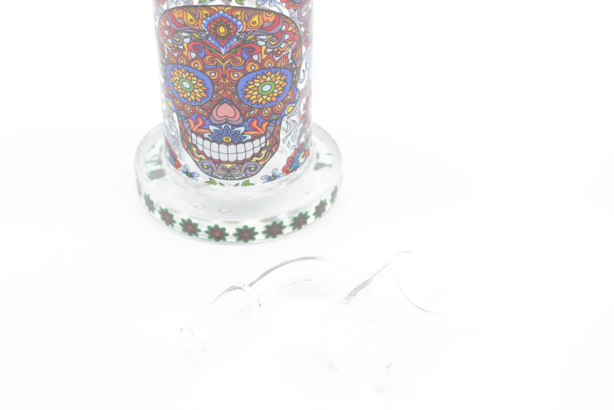 Mosaic Skull Small Dab Rig – 7 Inch Borosilicate Glass Rig with Quartz Banger - Image 13