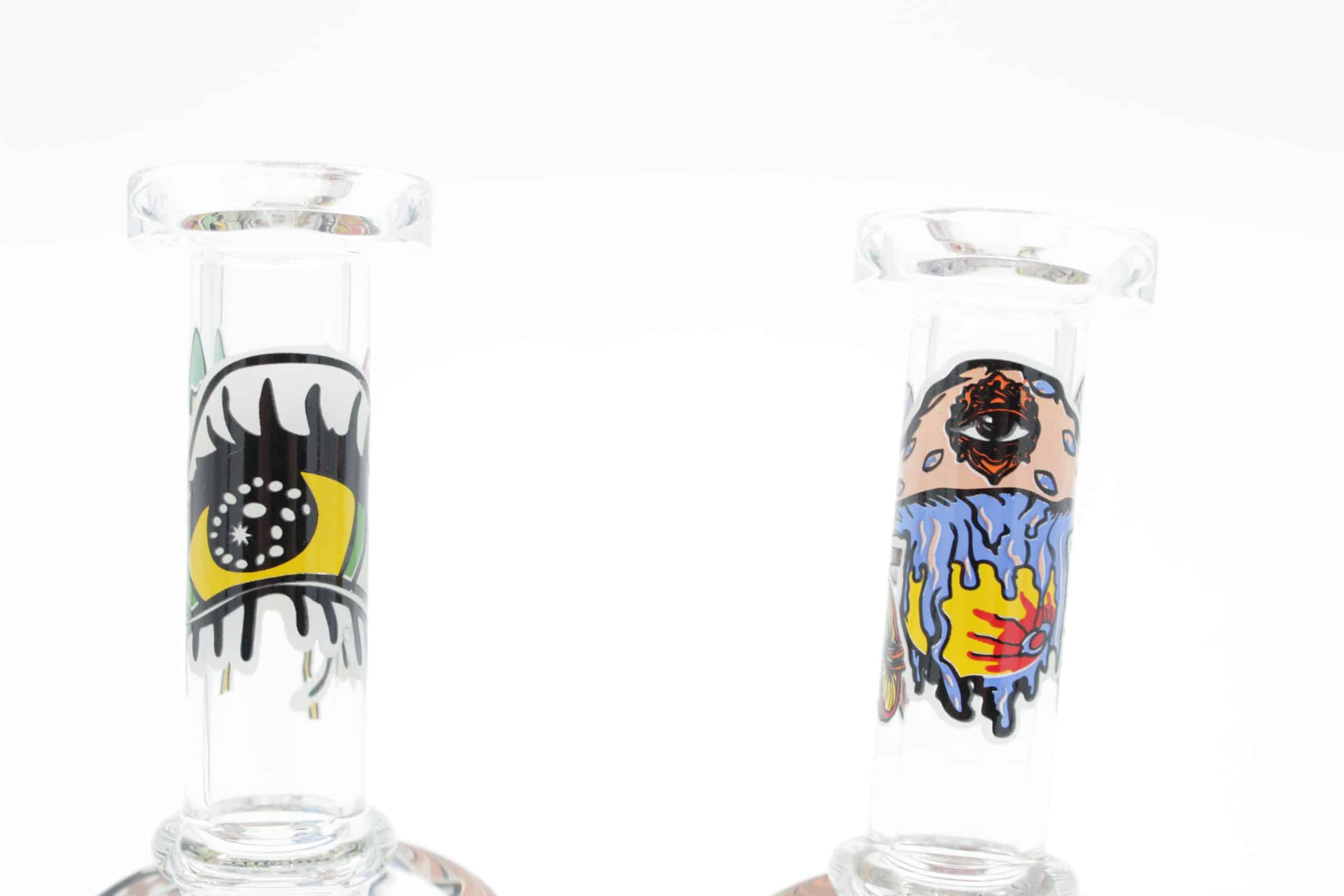 Mushroom Trip Small Water Pipe – 7 Inch Glow in the Dark Perc Glass Bong with Handle Bowl - Image 6