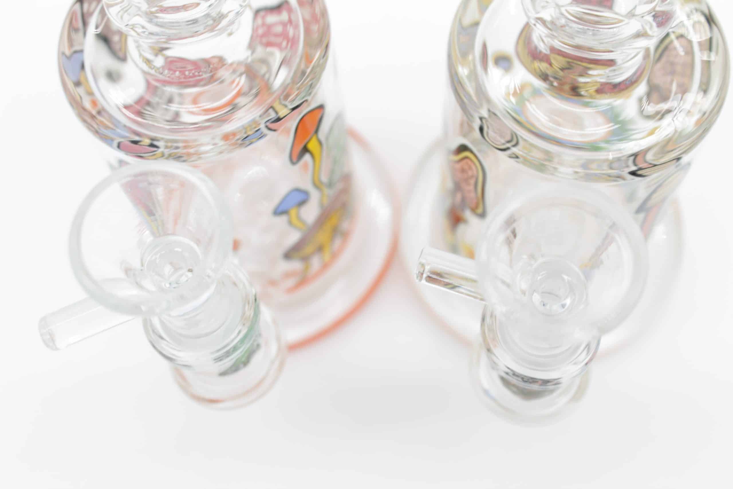 Mushroom Trip Small Water Pipe – 7 Inch Glow in the Dark Perc Glass Bong with Handle Bowl - Image 8