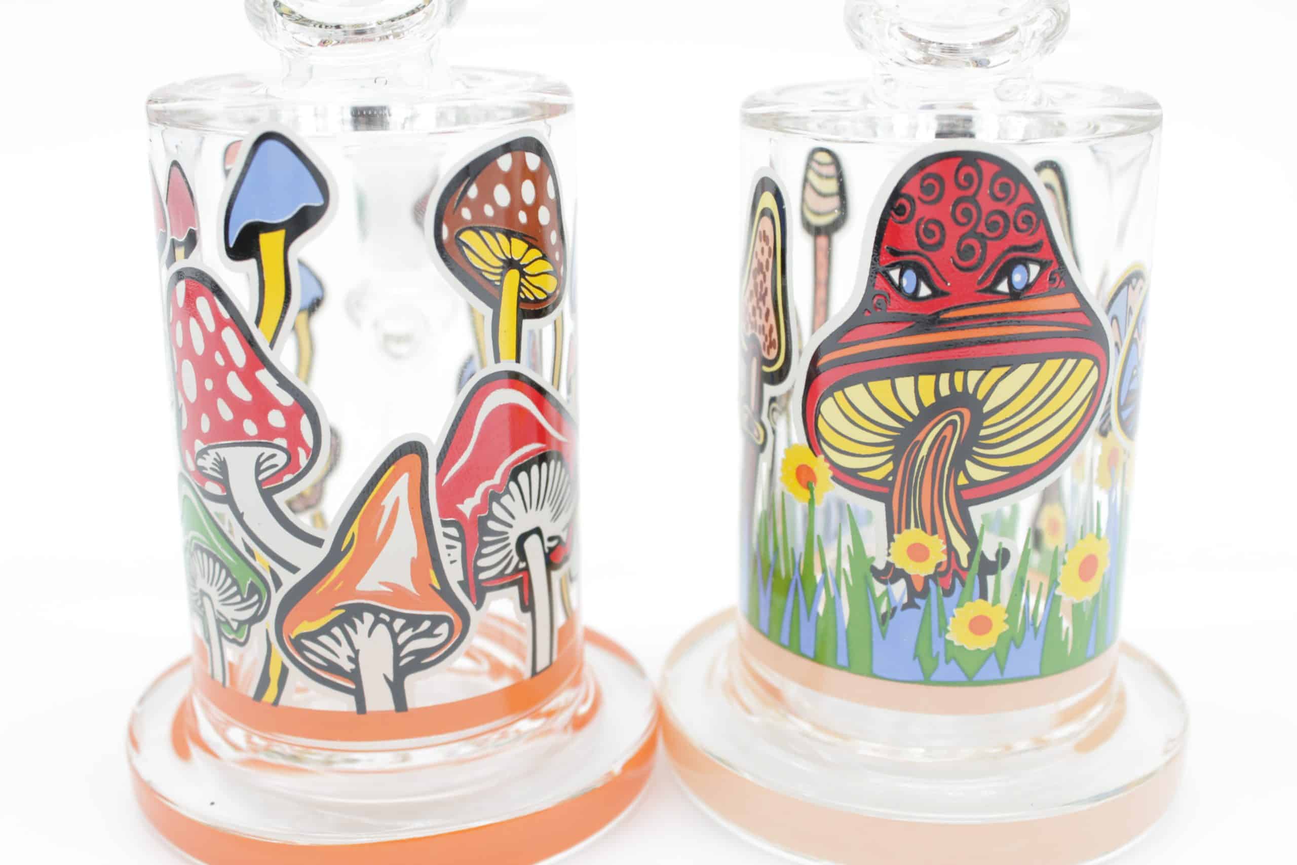 Mushroom Trip Small Water Pipe – 7 Inch Glow in the Dark Perc Glass Bong with Handle Bowl - Image 13