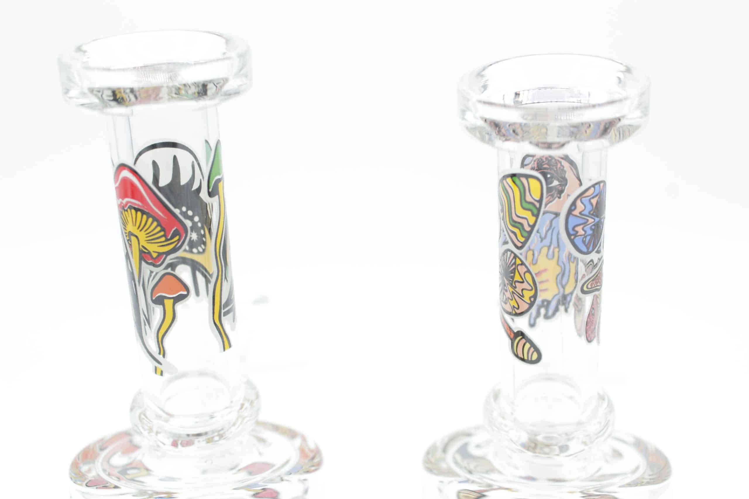 Mushroom Trip Small Water Pipe – 7 Inch Glow in the Dark Perc Glass Bong with Handle Bowl - Image 14